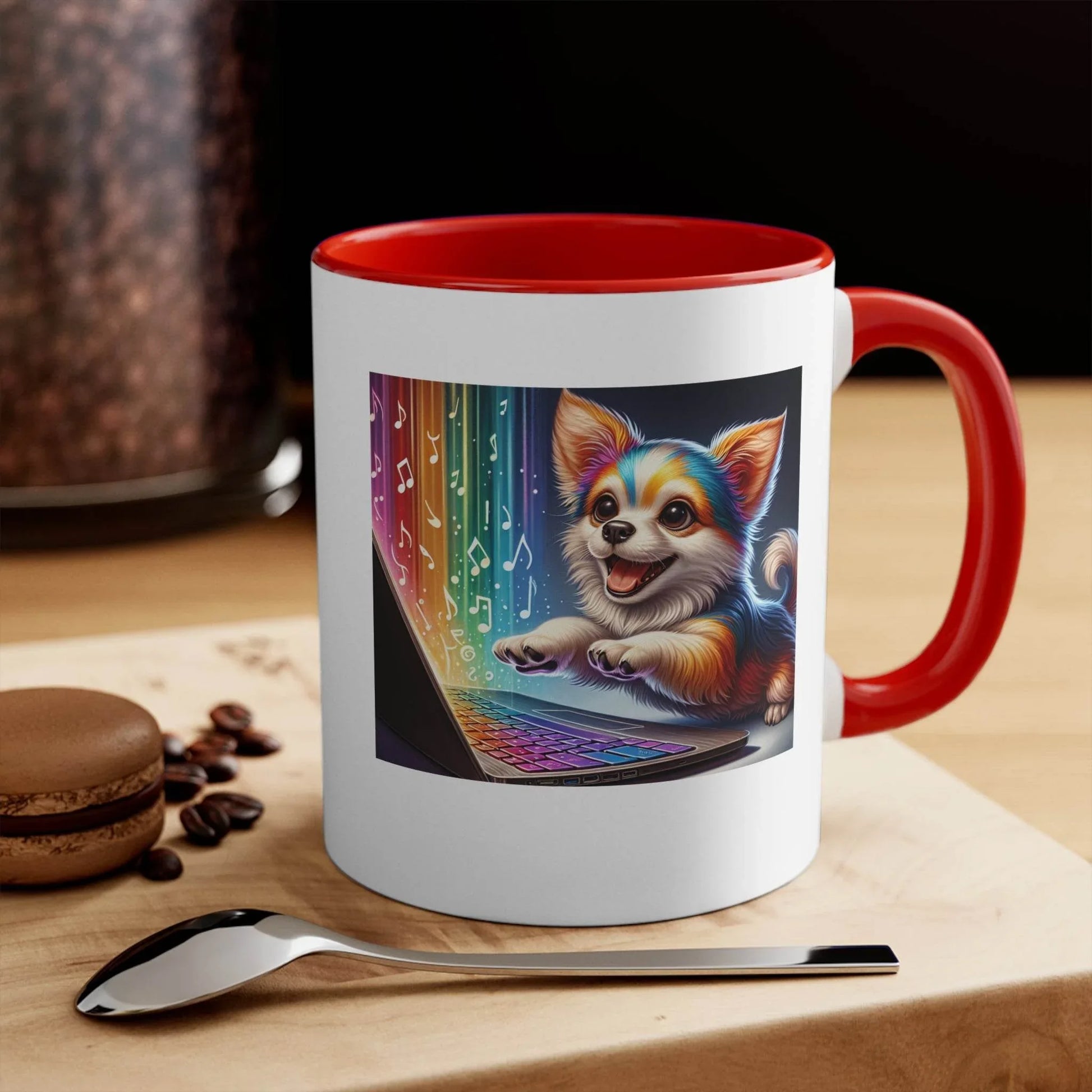 Funny Colorful Accent Mug - 11oz Dog Writer Coffee Cup - The Dreamer's Bookshop.