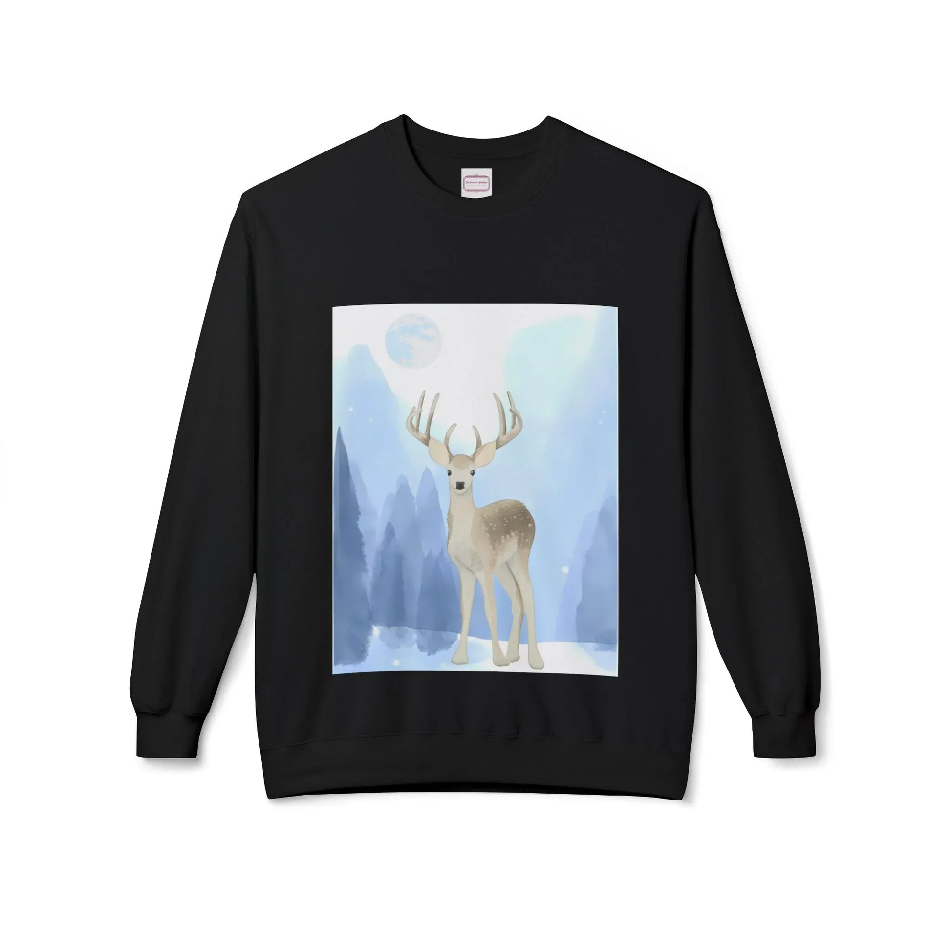 Winter Deer - Unisex Fleece Crewneck Sweatshirt - The Dreamer's Bookshop.