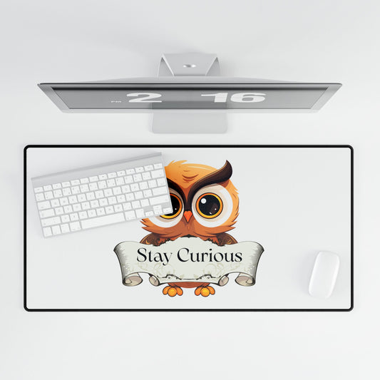 Owl 'Stay Curious' Desk Mat — Inspirational Mousepad