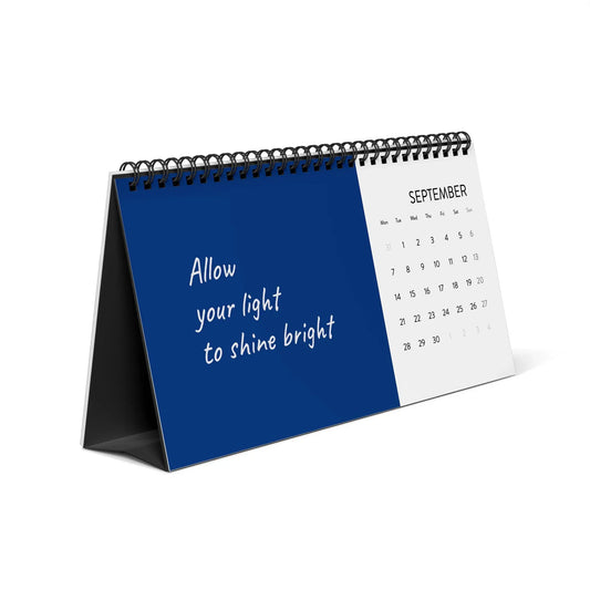 2026 Motivational Desk Calendar — Spiral-Bound Grid Planner (The Dreamer’s Bookshop Design) - The Dreamer's Bookshop.