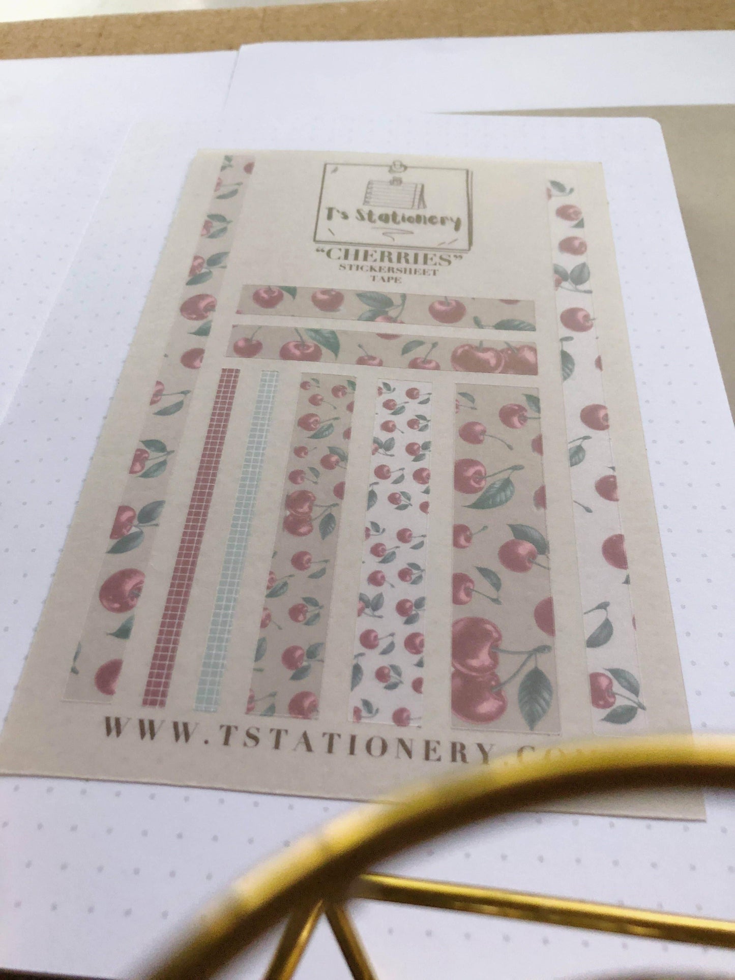 T's Stationery - Stickerveltape „Cherry” (WASHI) - The Dreamer's Bookshop.