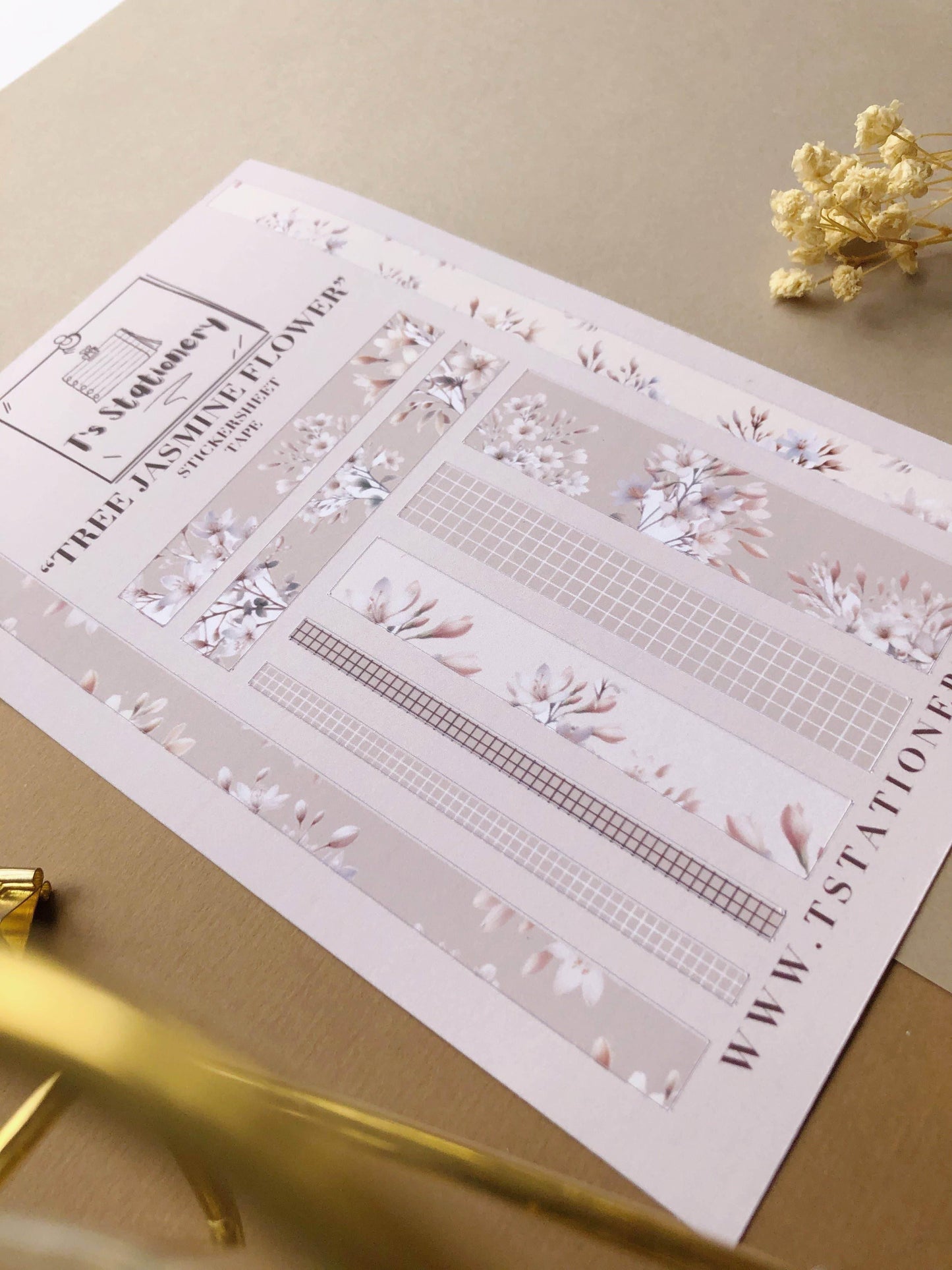 T's Stationery - Stickerveltape „Tree Jasmine Flower” Washi - The Dreamer's Bookshop.