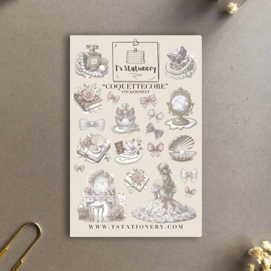 T's Stationery - Stickervel „Coquettecore” - The Dreamer's Bookshop.