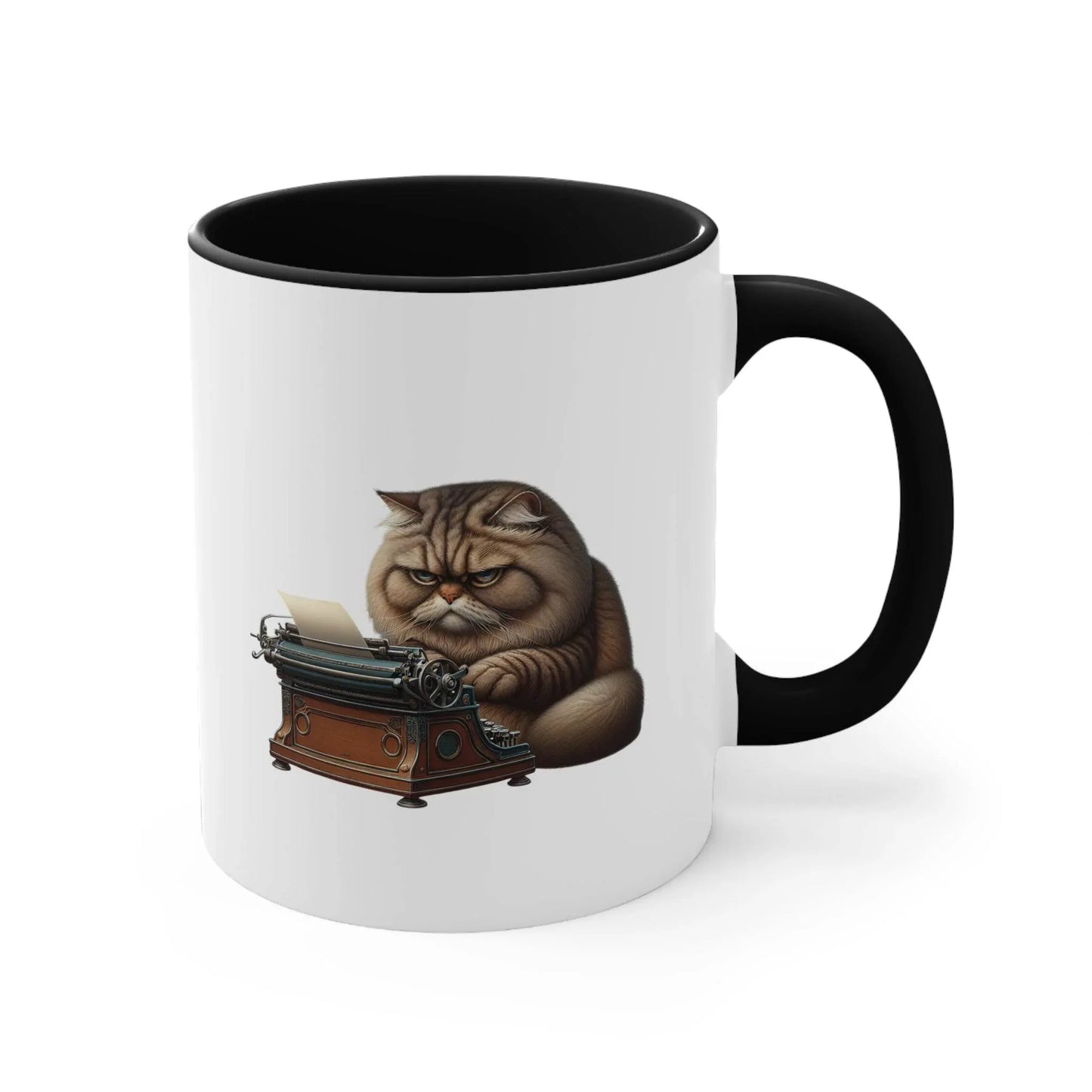 Funny Accent Mug - 11oz Grumpy Writer Cat - The Dreamer's Bookshop.