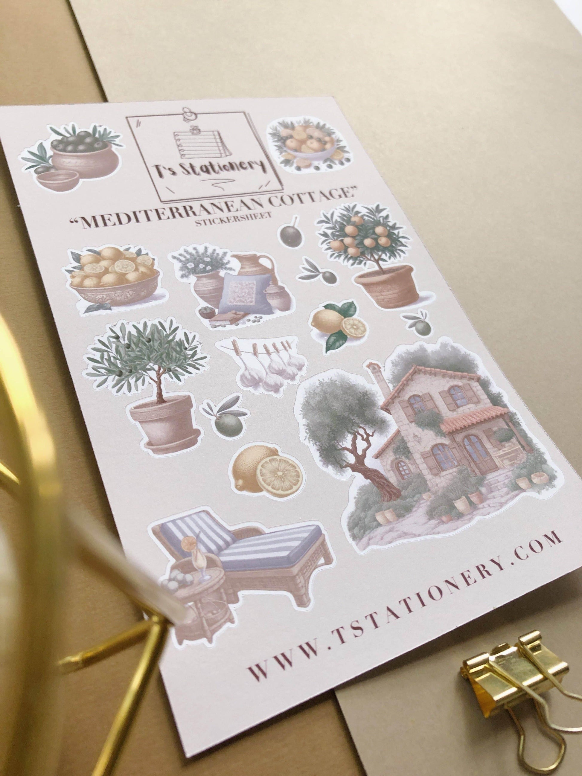 T's Stationery - Stickervel „Mediterranean Cottage” - The Dreamer's Bookshop.