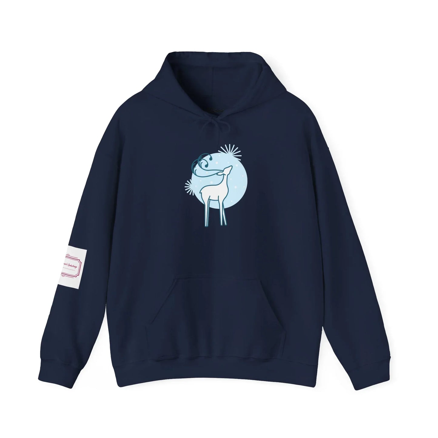 Christmas Deer Unisex Hooded Sweatshirt - Cozy Literary Apparel - The Dreamer's Bookshop.