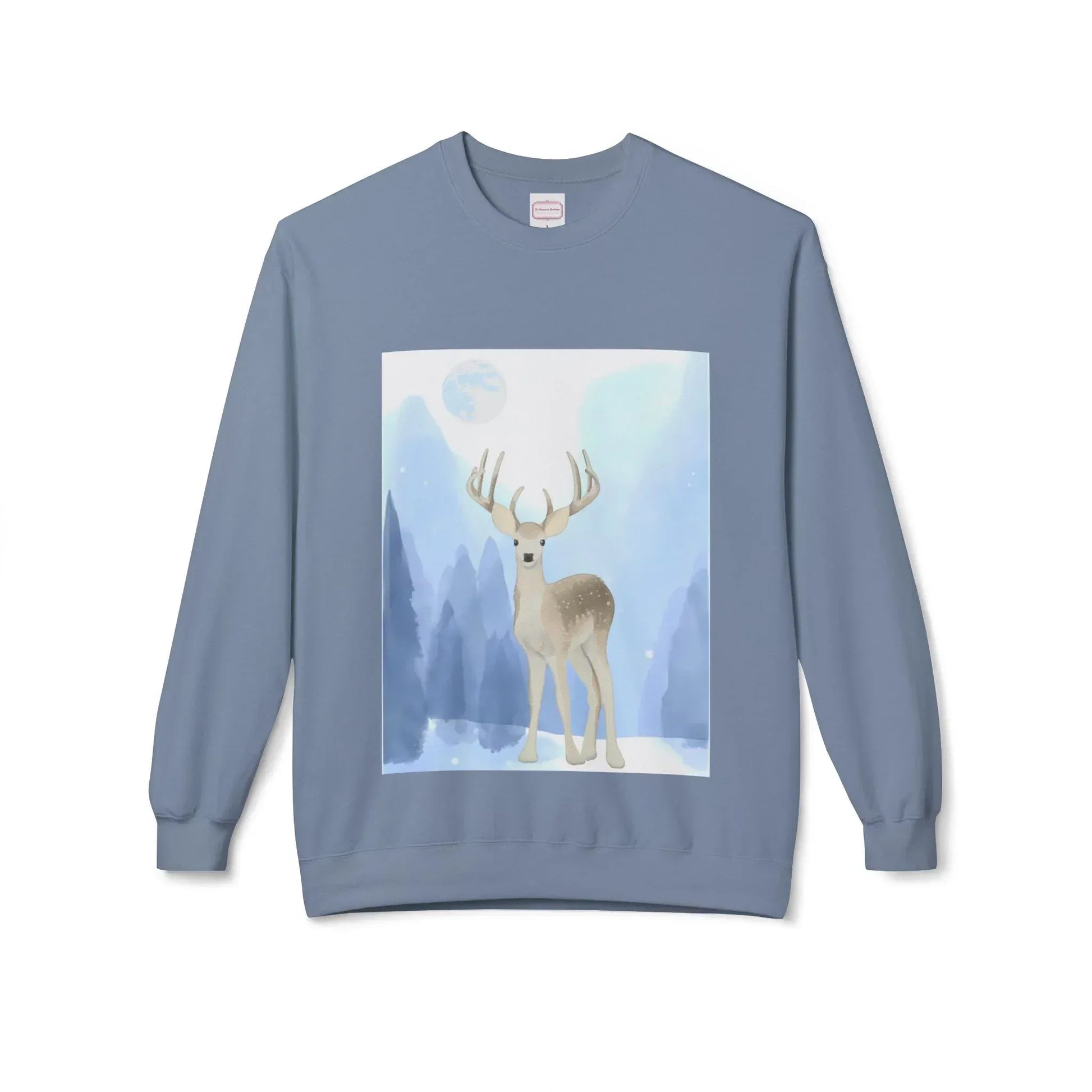 Winter Deer - Unisex Fleece Crewneck Sweatshirt - The Dreamer's Bookshop.