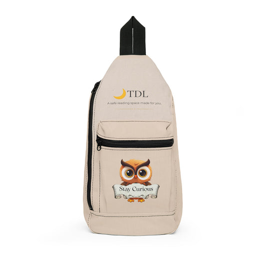 Owl "Stay Curious" Sling Bag - Compact Crossbody Backpack for Book Lovers