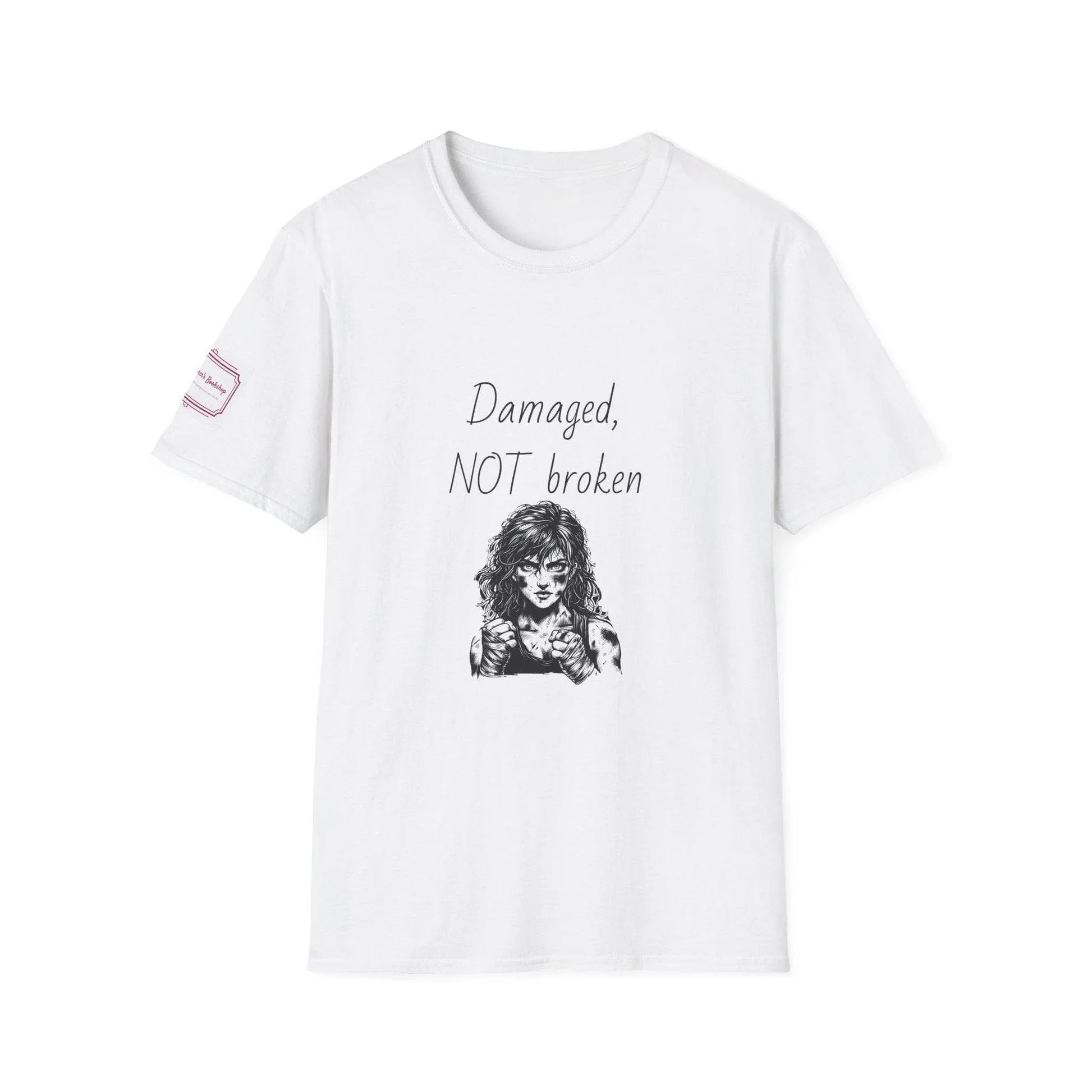 Fierce Survivor Unisex Softstyle T-Shirt - 'Damaged, NOT broken' - The Dreamer's Bookshop.