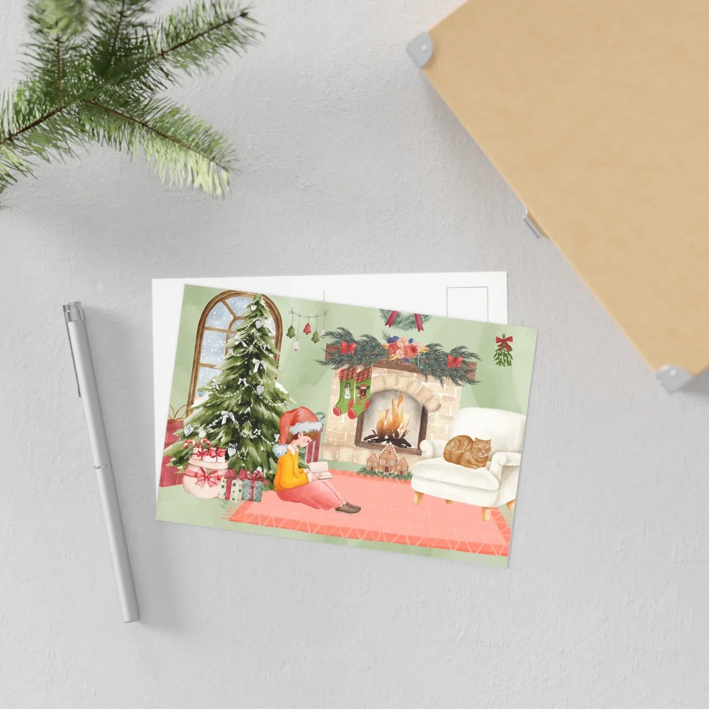 The Dreamer's Bookshop "Reading Girl" Christmas Card - The Dreamer's Bookshop.