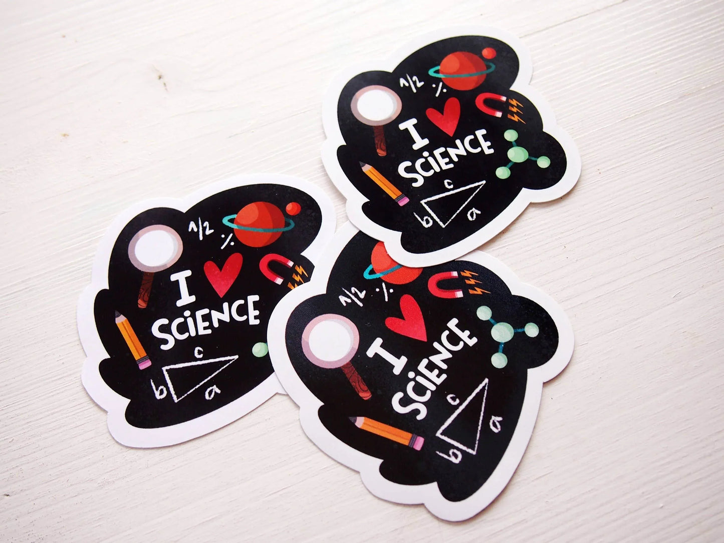 Irene Renon illustrations - Ik hou van wetenschap, vinylsticker, wetenschappelijke geschenken, wetenschapsleraar - The Dreamer's Bookshop.