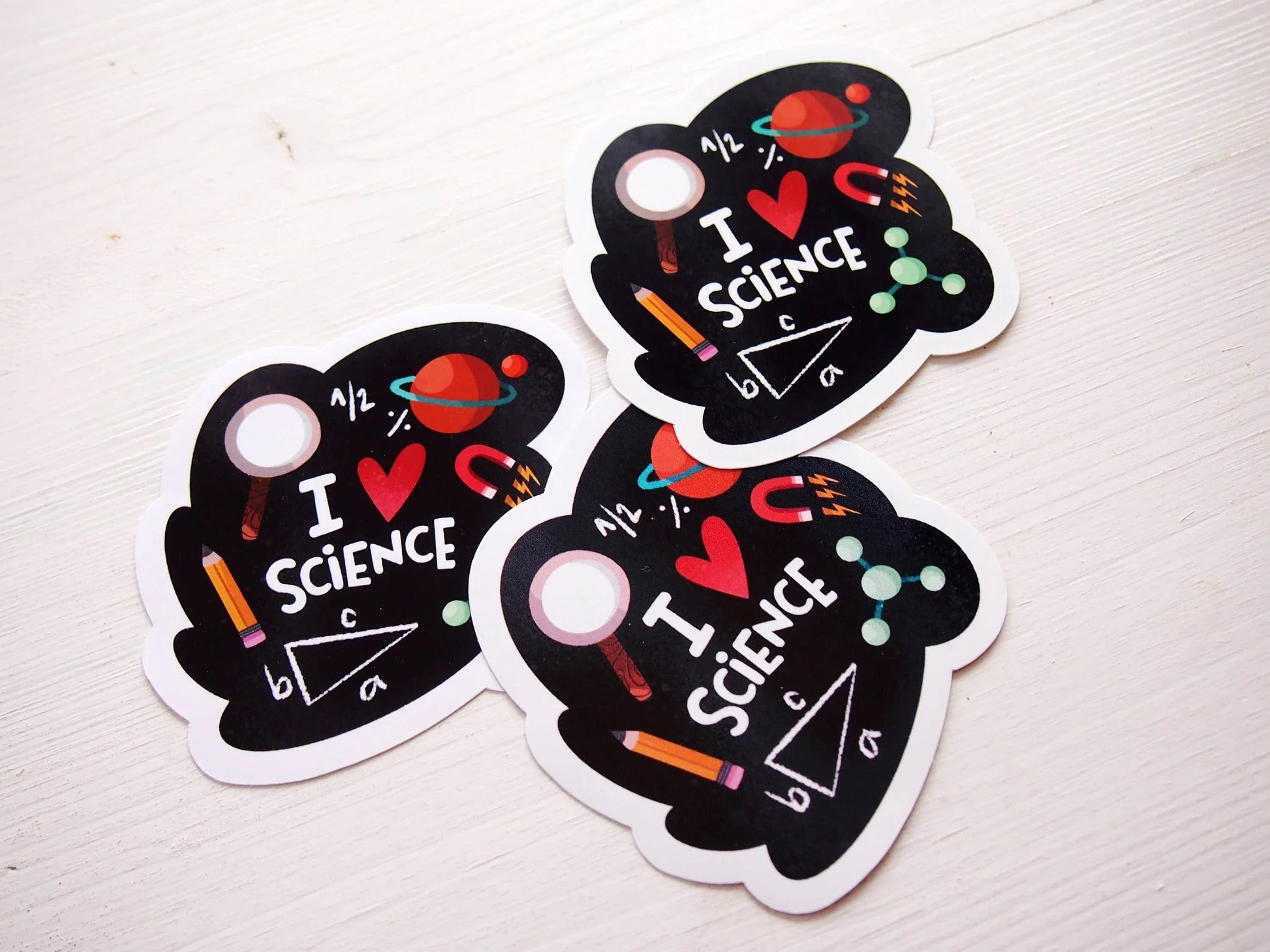 Irene Renon illustrations - Ik hou van wetenschap, vinylsticker, wetenschappelijke geschenken, wetenschapsleraar - The Dreamer's Bookshop.