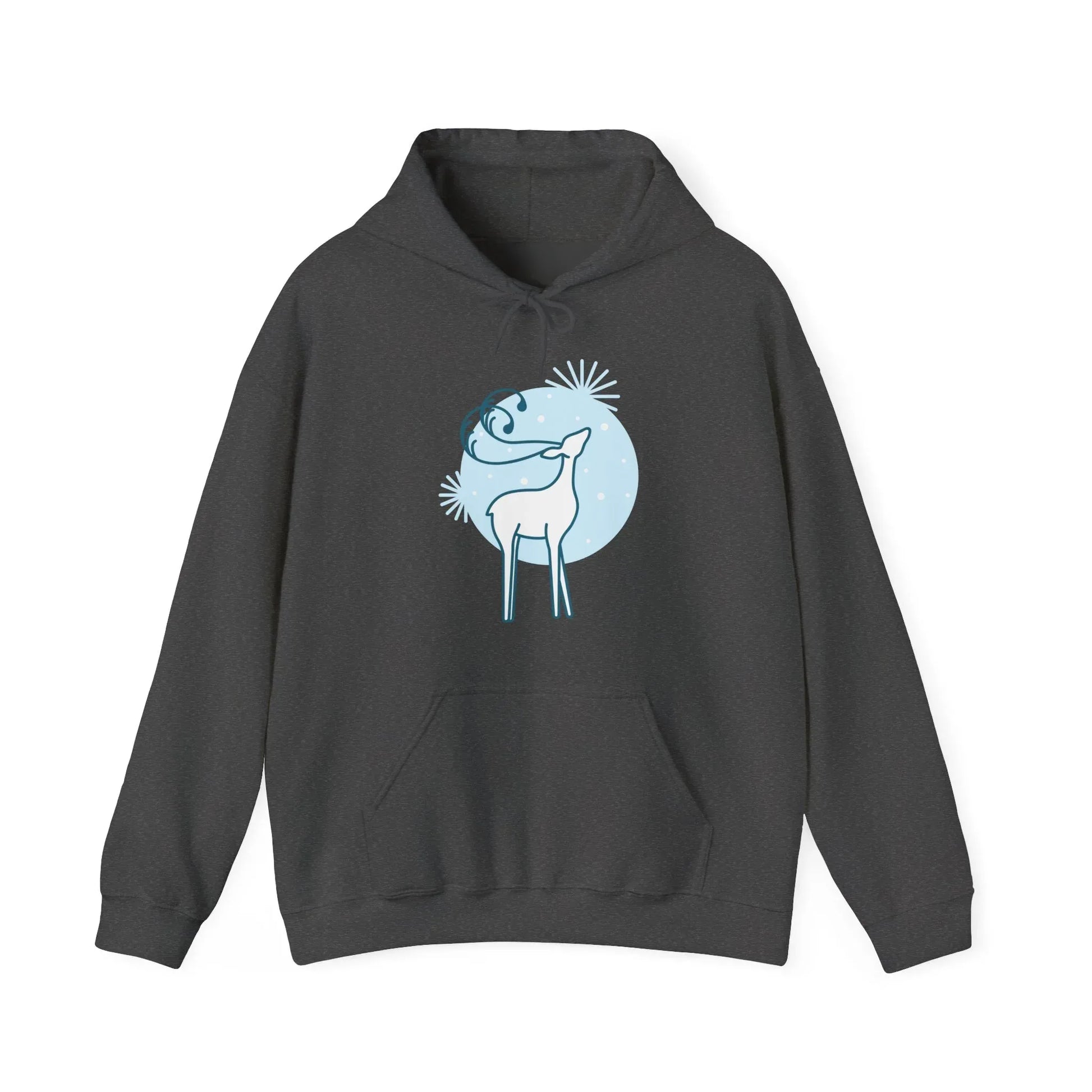 Christmas Deer Hoodie - Cozy Unisex Sweatshirt for Book Lovers - The Dreamer's Bookshop.