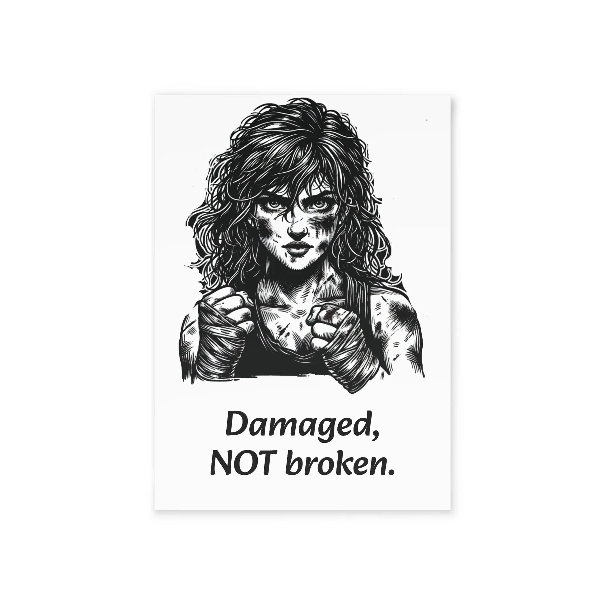 The Dreamer's Bookshop Warrior "Damaged, NOT broken" Art Print Card - The Dreamer's Bookshop.