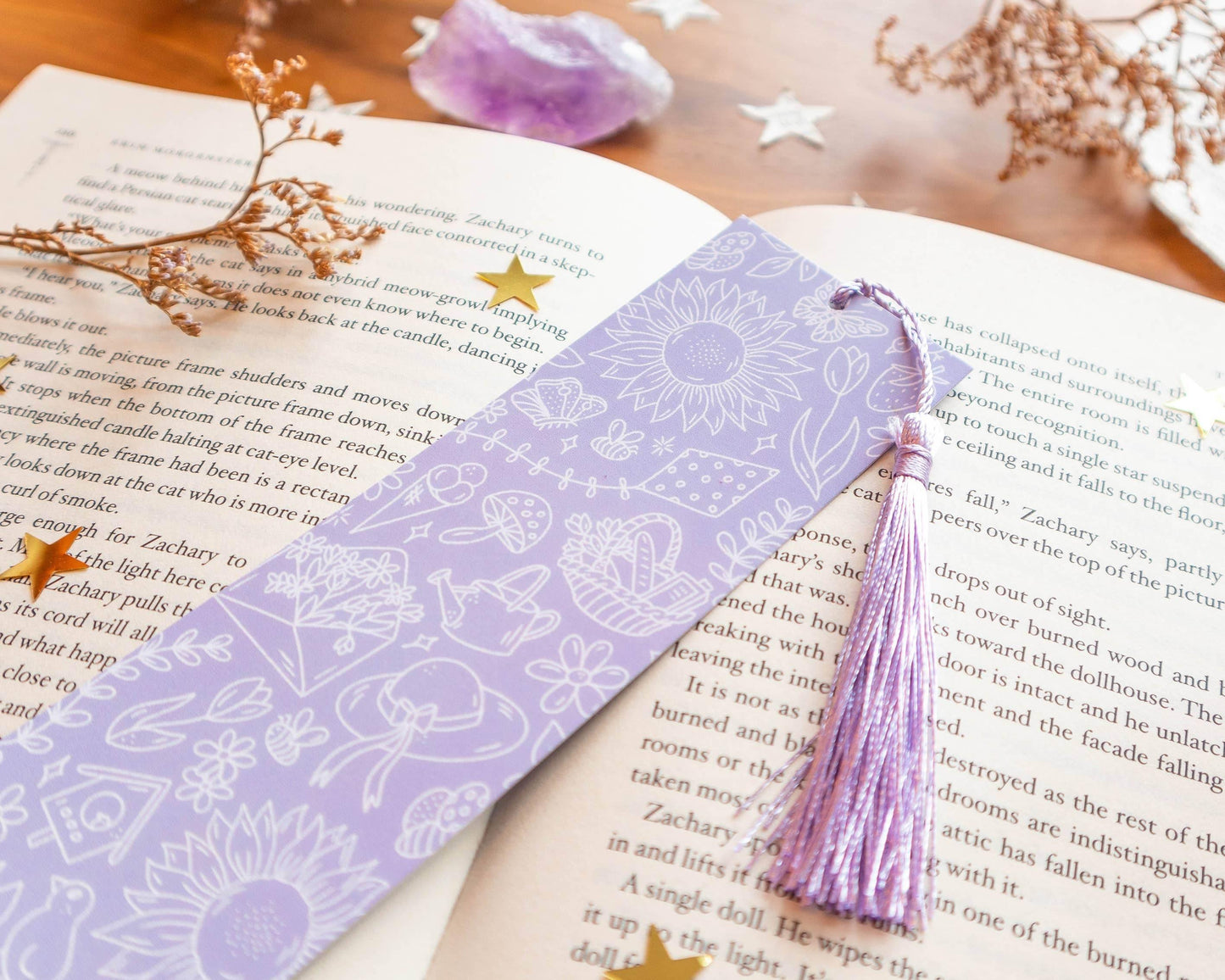 Basically Britt - Purple Spring Bookmark with Sunny Vibes - Lavender - The Dreamer's Bookshop.
