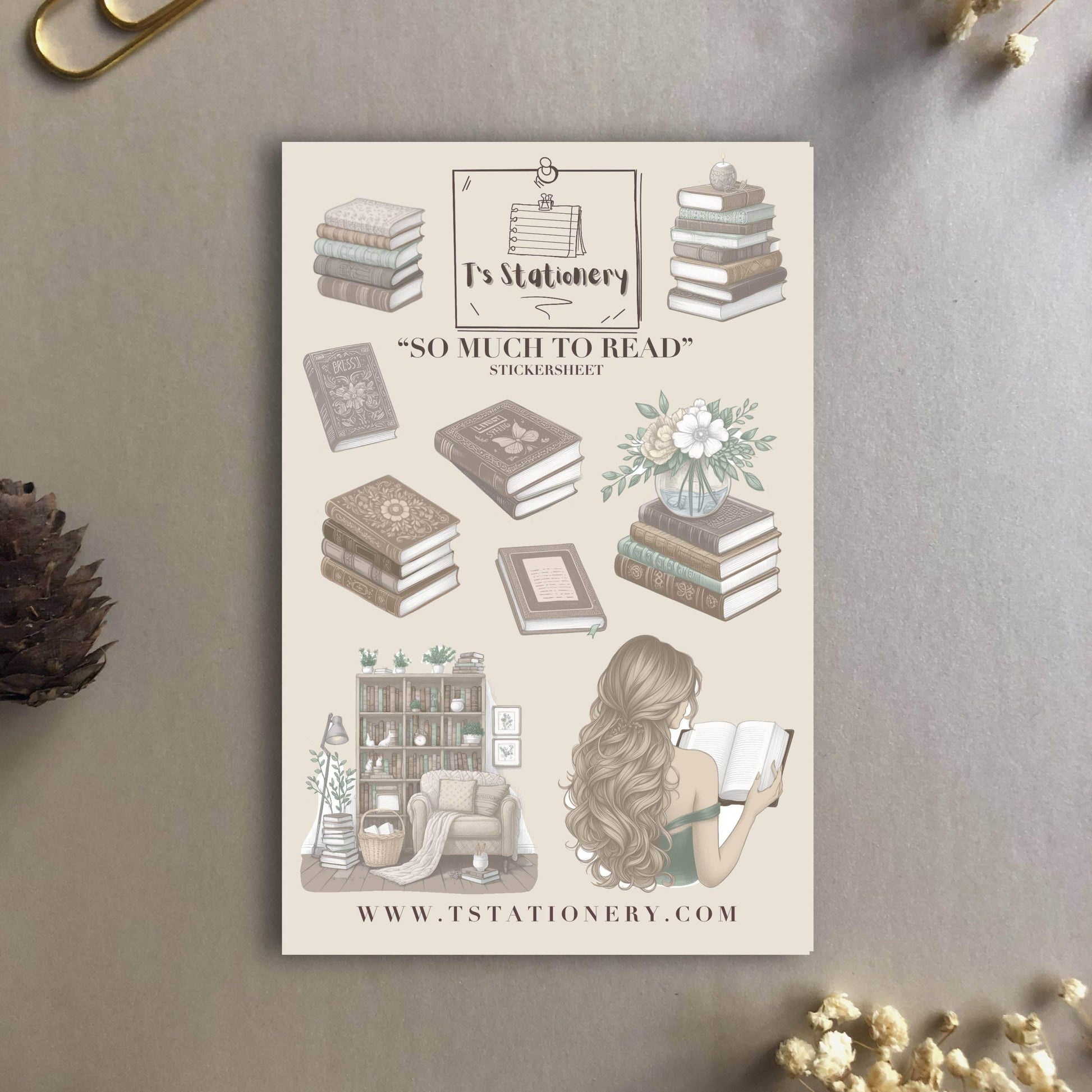 T's Stationery - Stickervel „Zo veel te lezen” - The Dreamer's Bookshop.