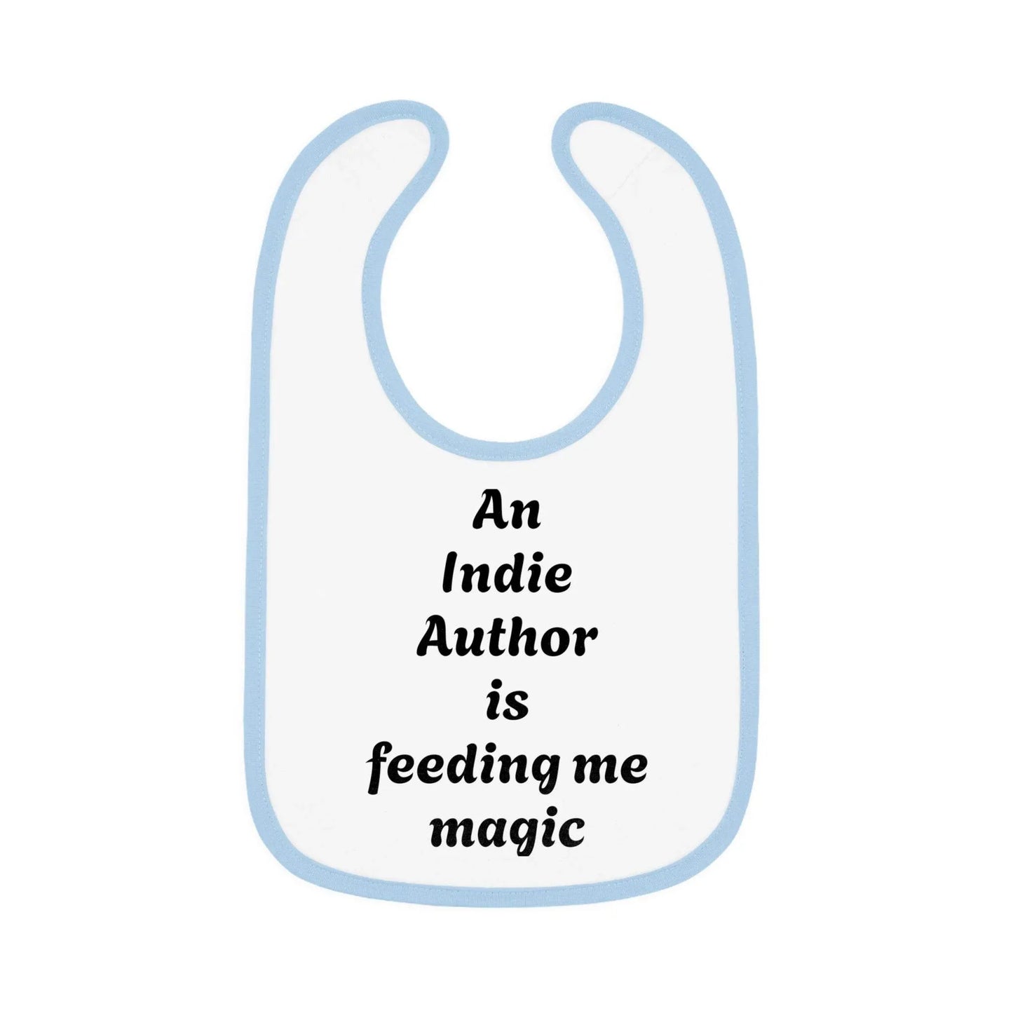 US - Indie Author Baby Bib - Feeding Me Magic Contrast Trim Jersey Bib - The Dreamer's Bookshop.