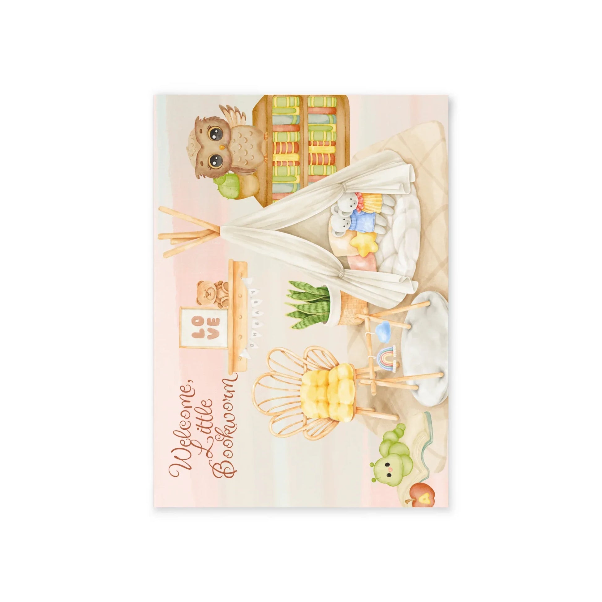 The Dreamer's Bookshop Cute "Bookworm" Baby Card - The Dreamer's Bookshop.