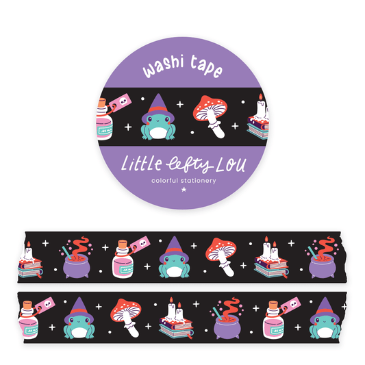 Little Lefty Lou - Witchy Frog zwarte washitape - The Dreamer's Bookshop.