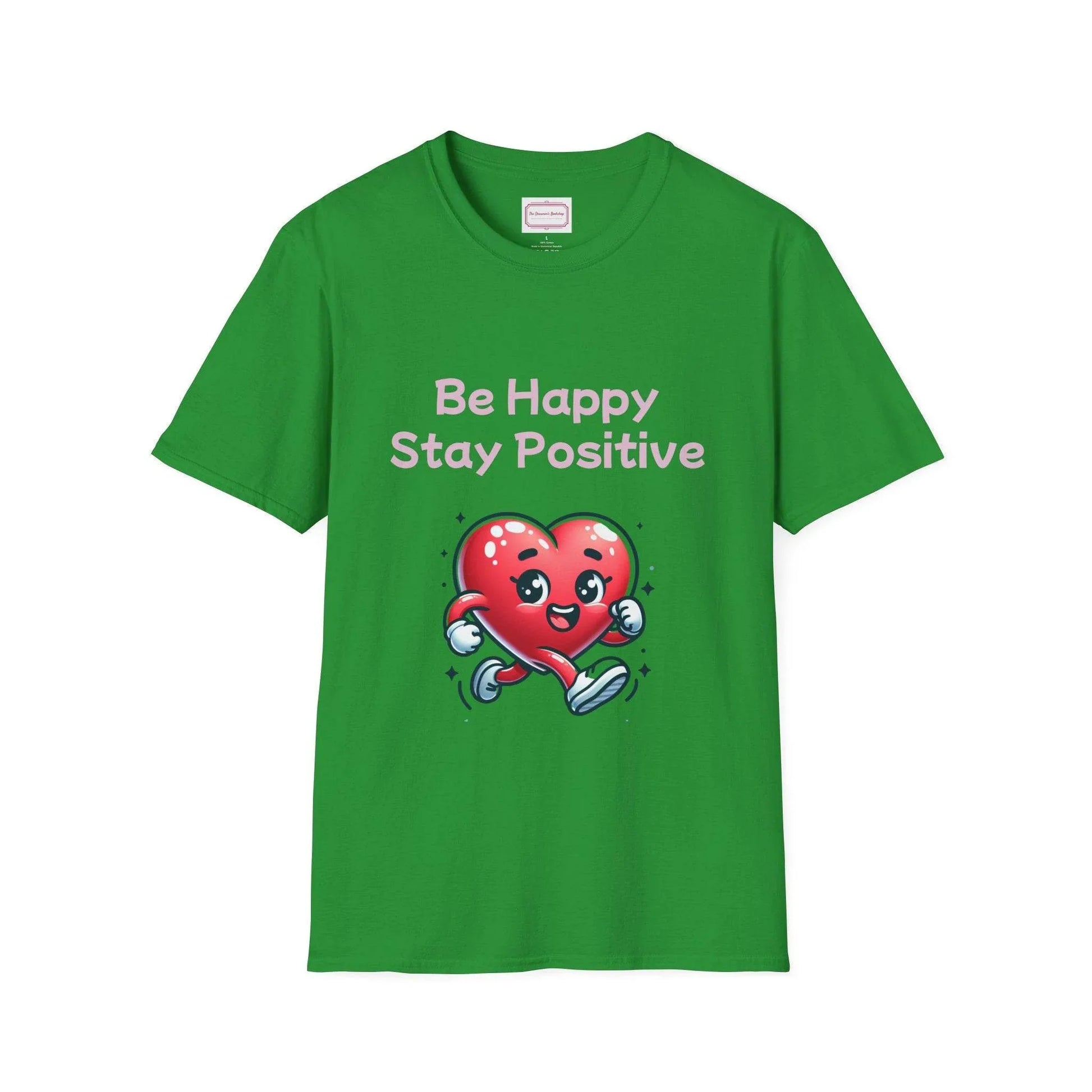 Be Happy Stay Positive T-Shirt - Unisex Softstyle Graphic Tee - The Dreamer's Bookshop.