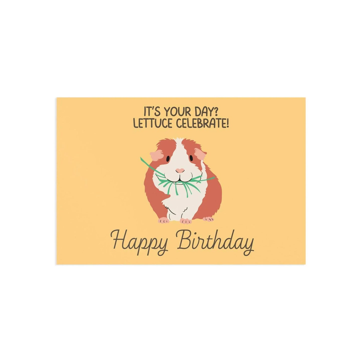 The Dreamer's Bookshop Cute "Lettuce Celebrate" Guinea Pig Birthday Card - The Dreamer's Bookshop.