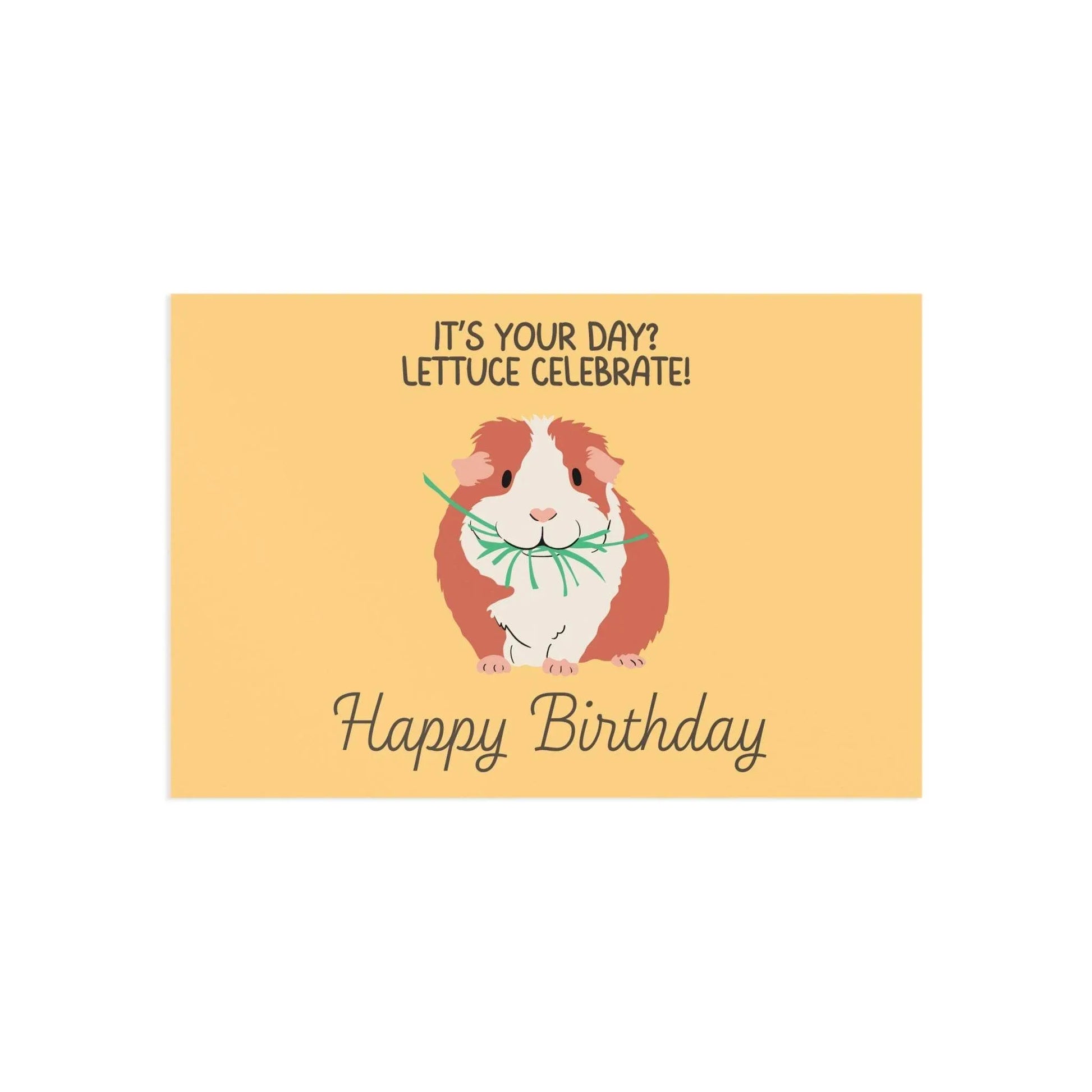The Dreamer's Bookshop Cute "Lettuce Celebrate" Guinea Pig Birthday Card - The Dreamer's Bookshop.