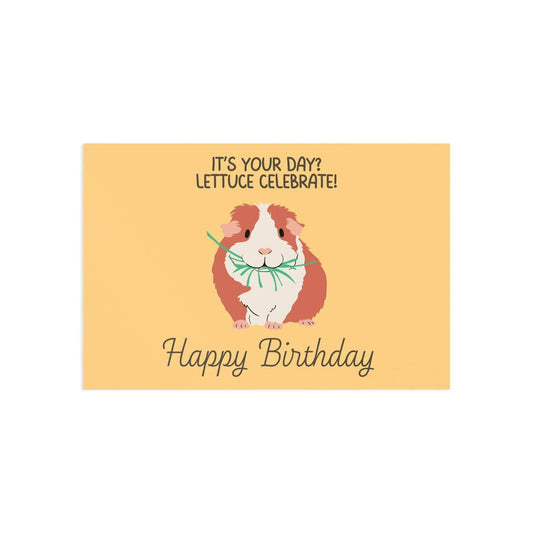 The Dreamer's Bookshop Cute "Lettuce Celebrate" Guinea Pig Birthday Card - The Dreamer's Bookshop.