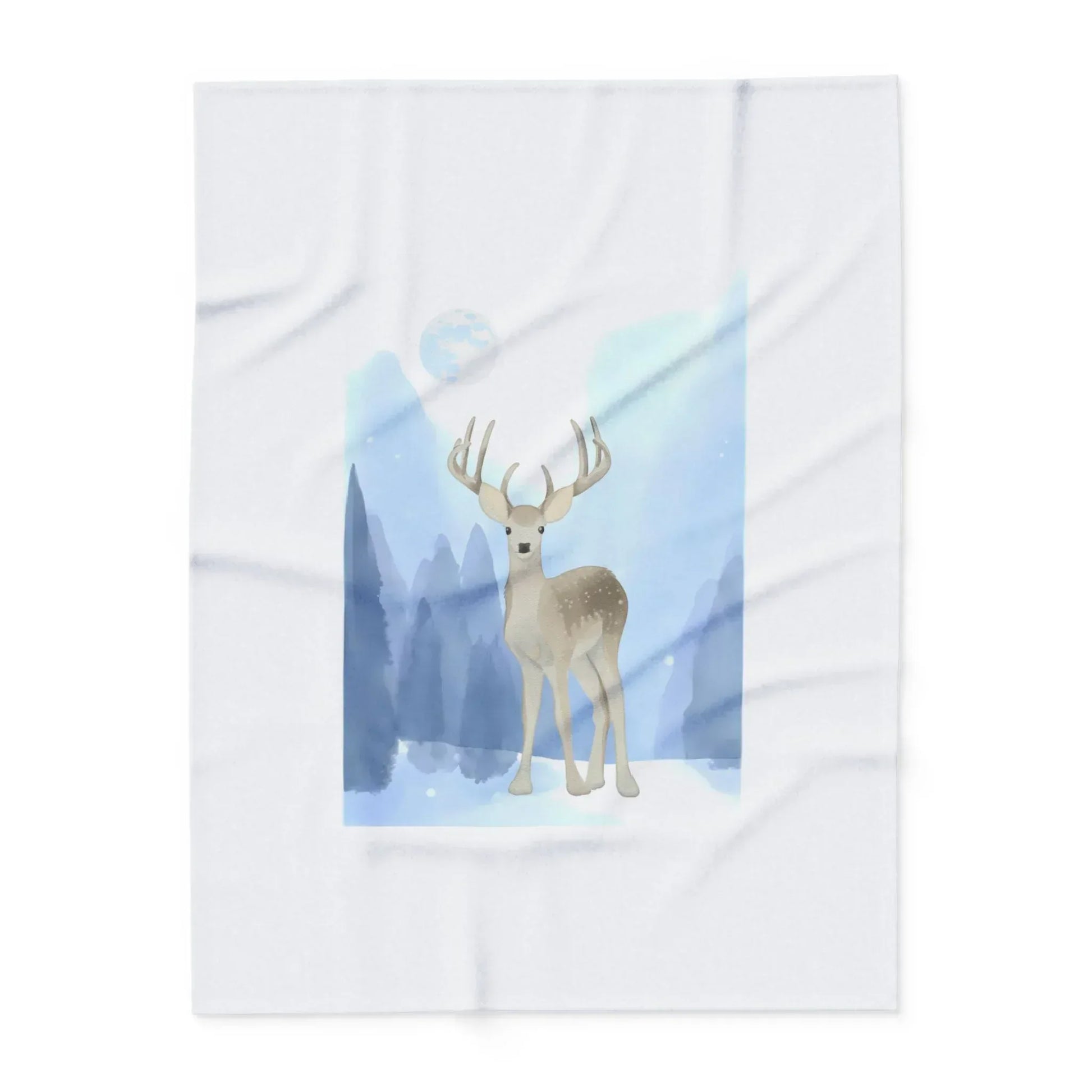 Cozy Arctic Fleece Blanket - Winter Deer Design - The Dreamer's Bookshop.