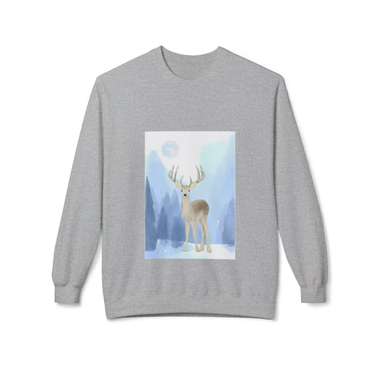 Winter Deer Unisex Fleece Crewneck Sweatshirt - Ideal Gift Cozy Days - The Dreamer's Bookshop.
