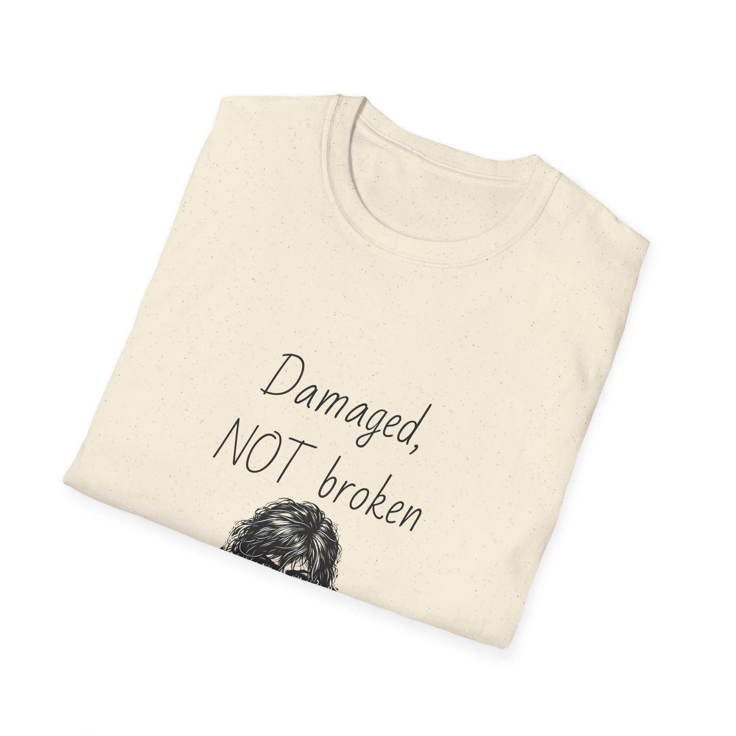 Fierce Survivor Unisex Softstyle T-Shirt - 'Damaged, NOT broken' - The Dreamer's Bookshop.