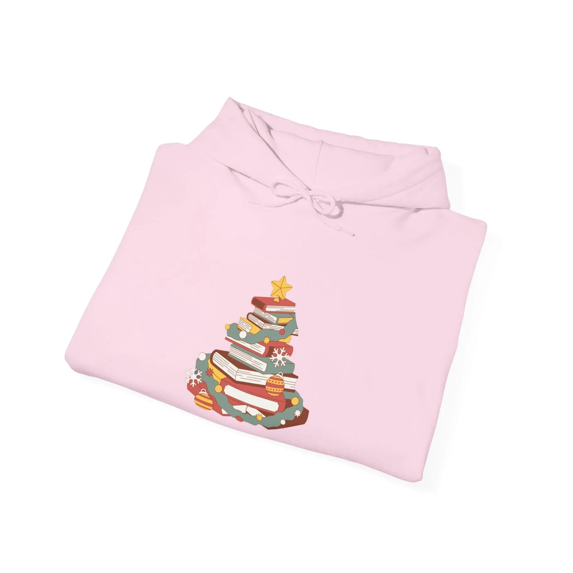 Christmas Book Tree Unisex Hooded Sweatshirt - Cozy Literary Apparel - The Dreamer's Bookshop.
