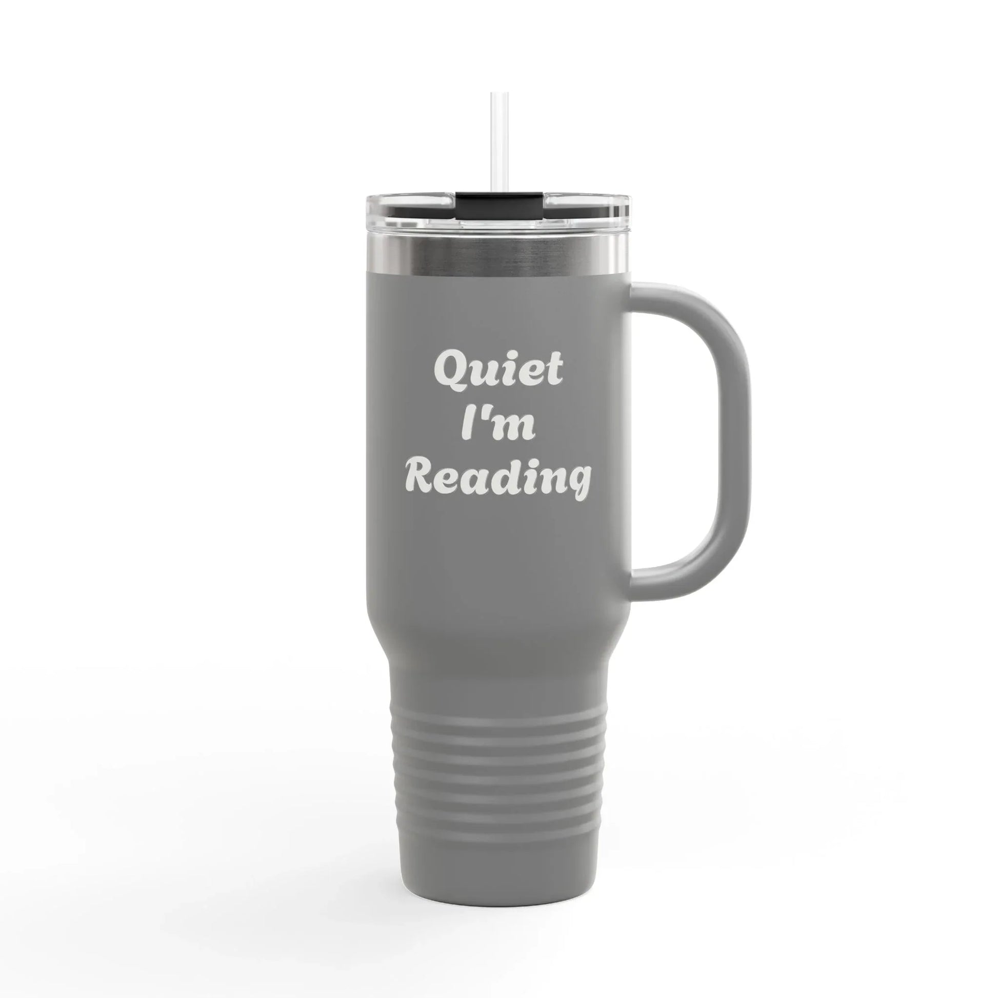 Insulated Travel Mug - "Quiet I'm Reading" - 40oz Coffee Cup for Book Lovers - The Dreamer's Bookshop.