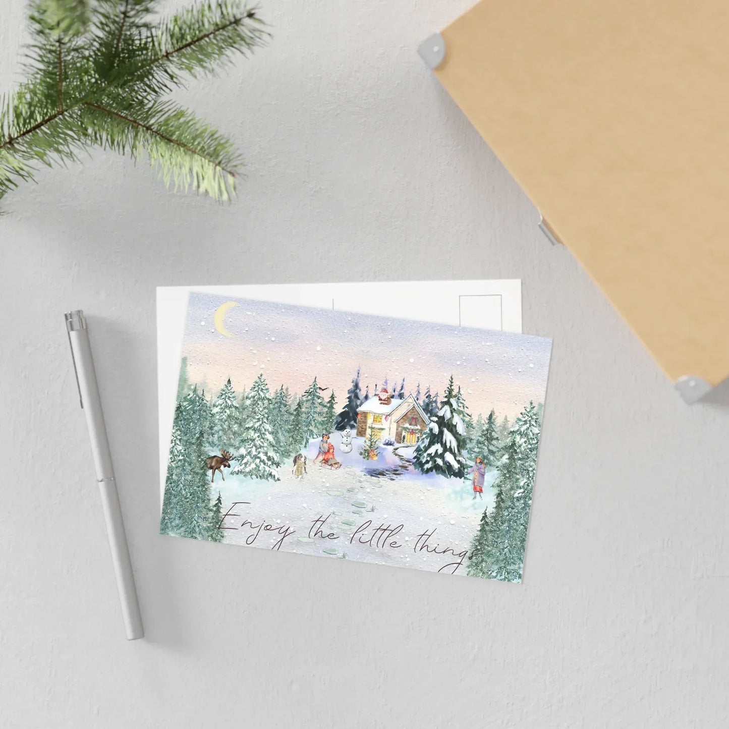 The Dreamer's Bookshop "Winter Cottage" Enjoy the Little Things Card - The Dreamer's Bookshop.