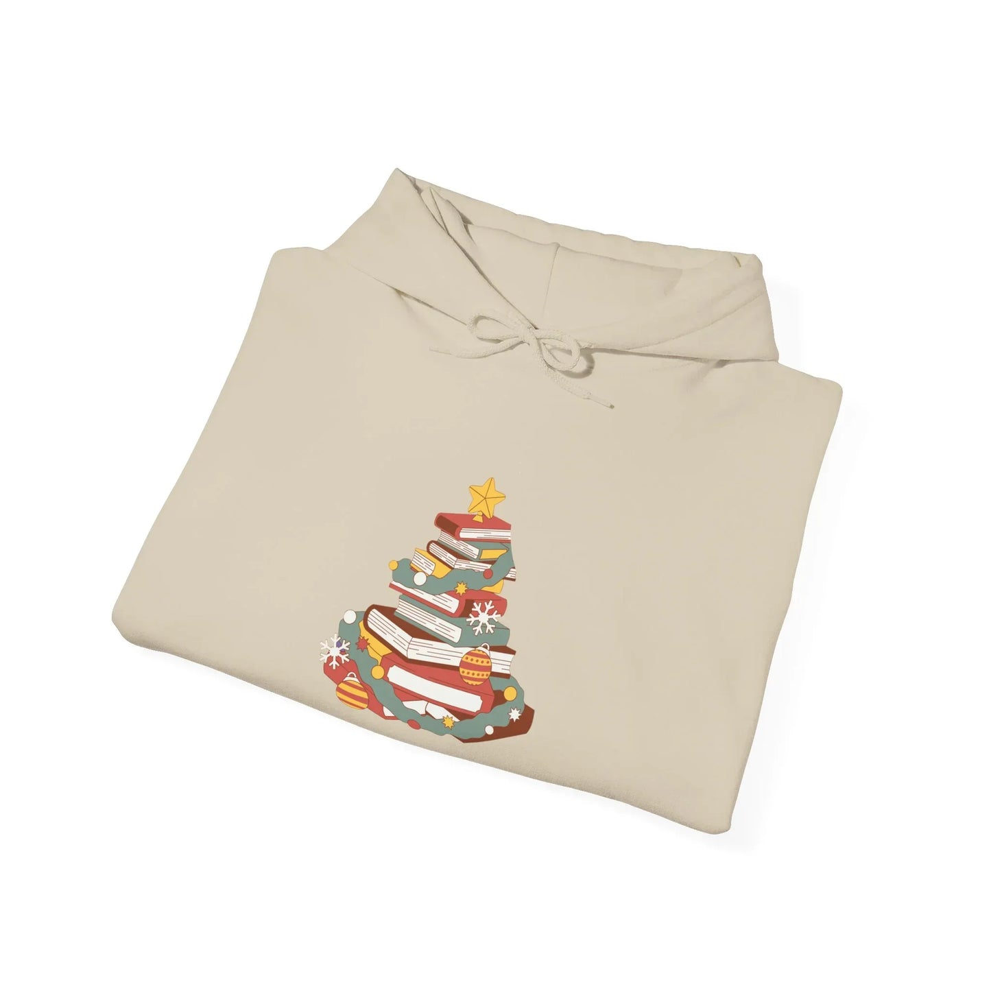 Christmas Book Tree Unisex Hooded Sweatshirt - Cozy Literary Apparel - The Dreamer's Bookshop.
