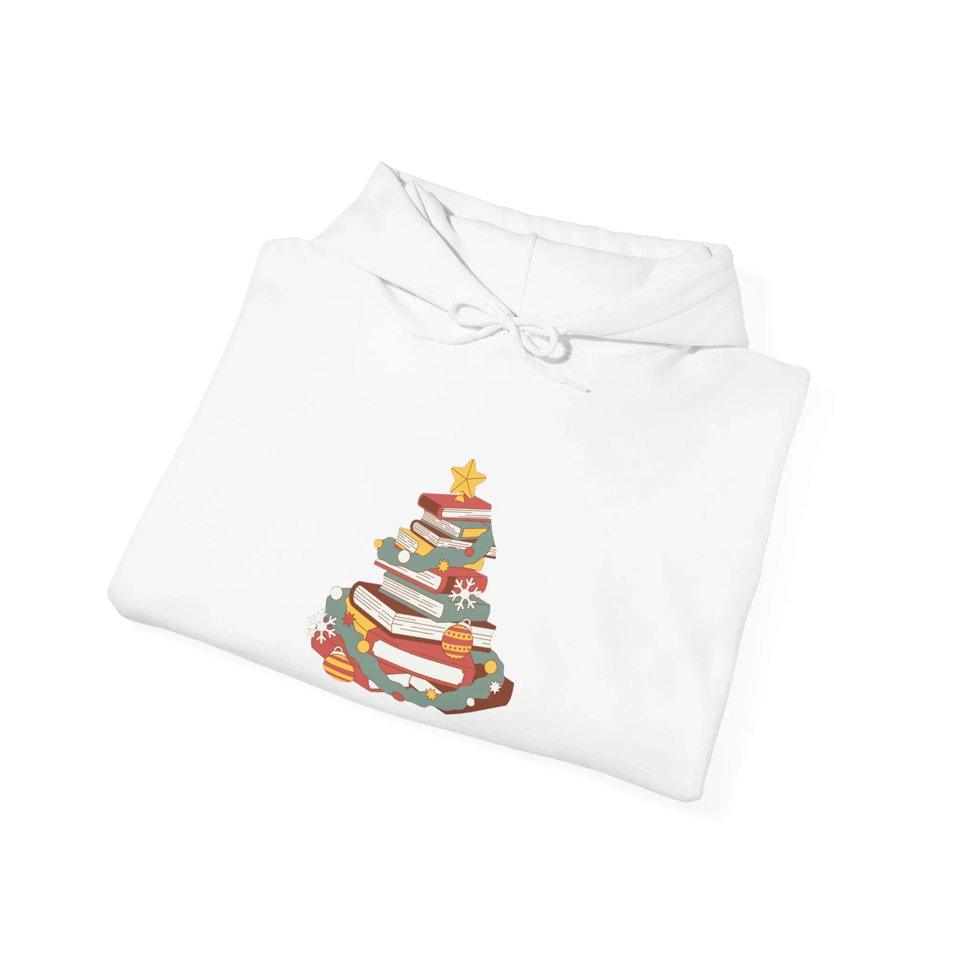 Christmas Book Tree Unisex Hooded Sweatshirt - Cozy Literary Apparel - The Dreamer's Bookshop.