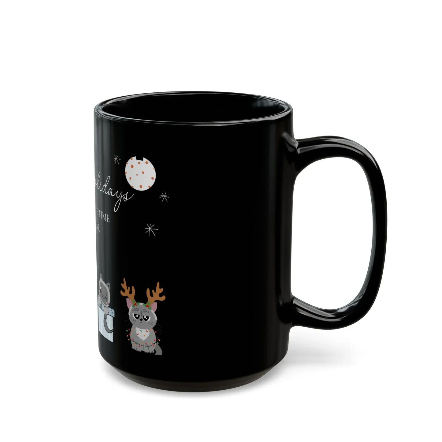 Cat's Christmas Black Mug - 11oz & 15oz Options - The Dreamer's Bookshop.