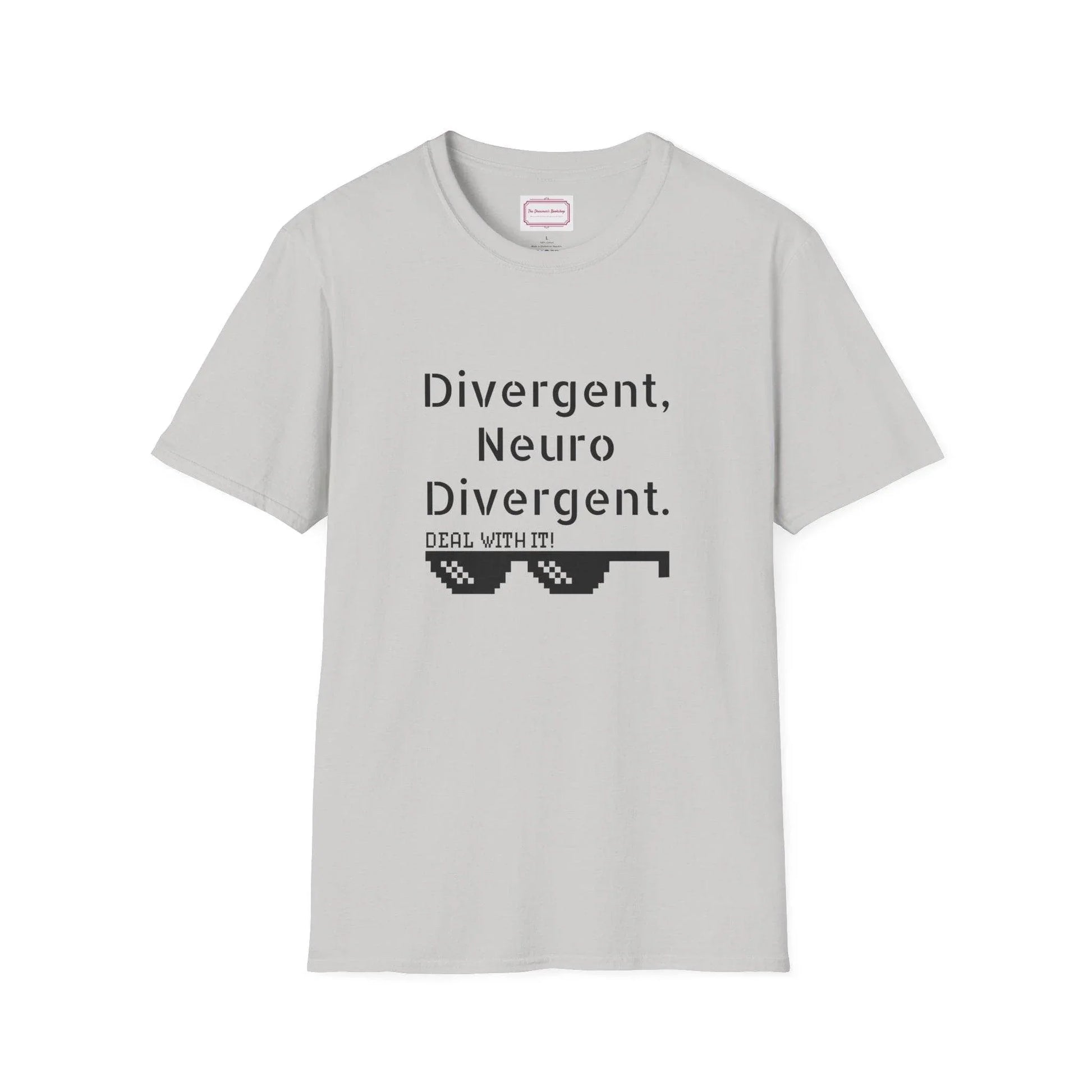 Divergent Neurodivergent T-Shirt - Unisex Softstyle Tee for Acceptance and Awareness - The Dreamer's Bookshop.