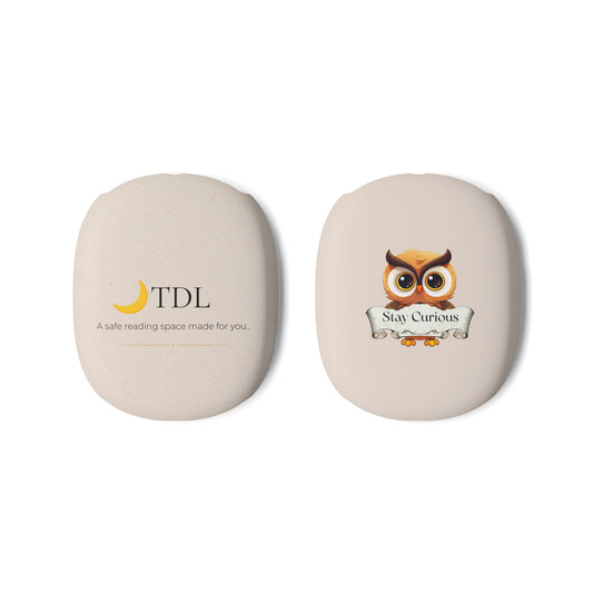 Owl 'Stay Curious' AirPod Max Case — Cream Protective Covers with TDL Logo