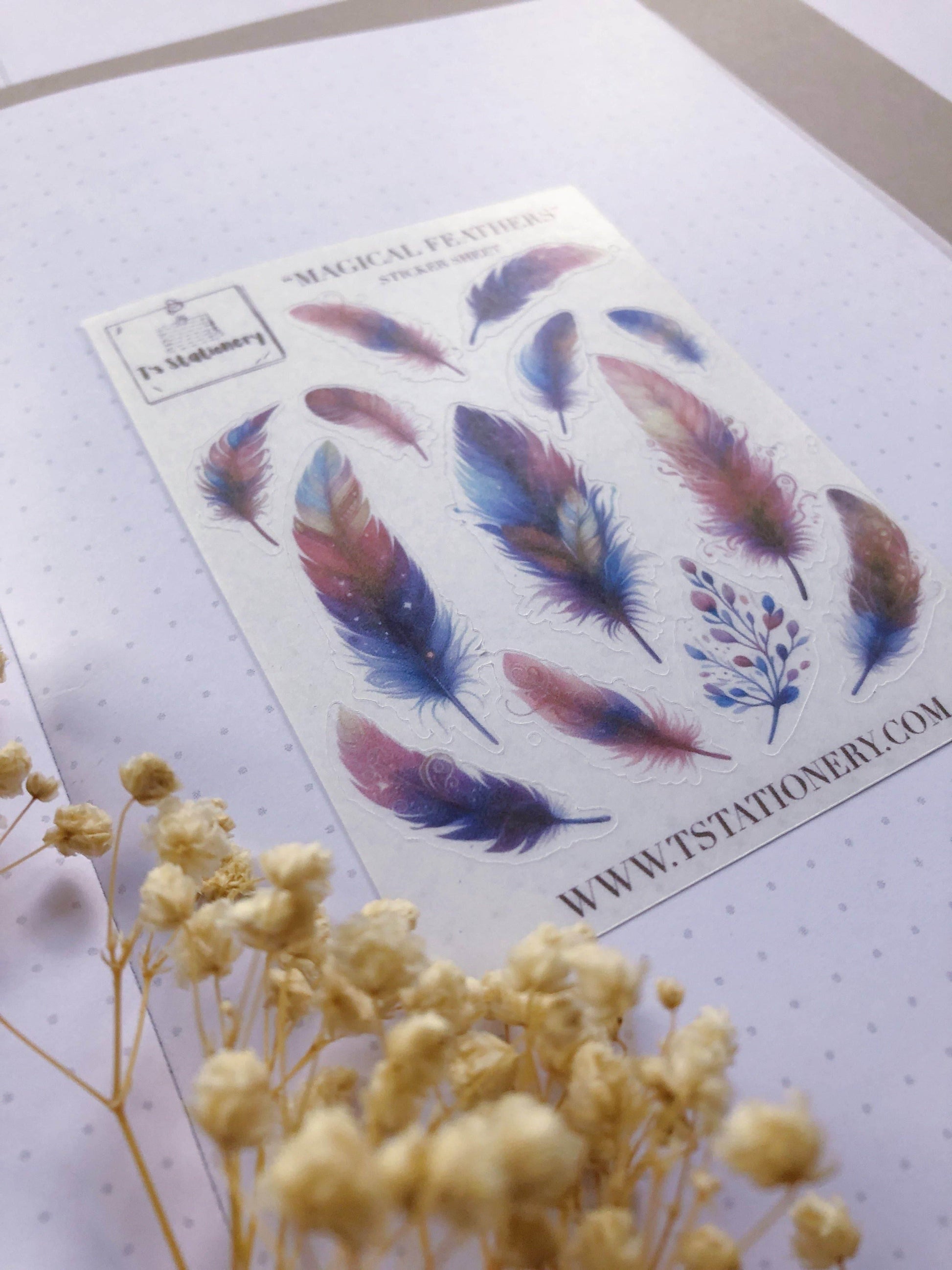 T's Stationery - Washi-stickervel „Magical Feathers” - The Dreamer's Bookshop.