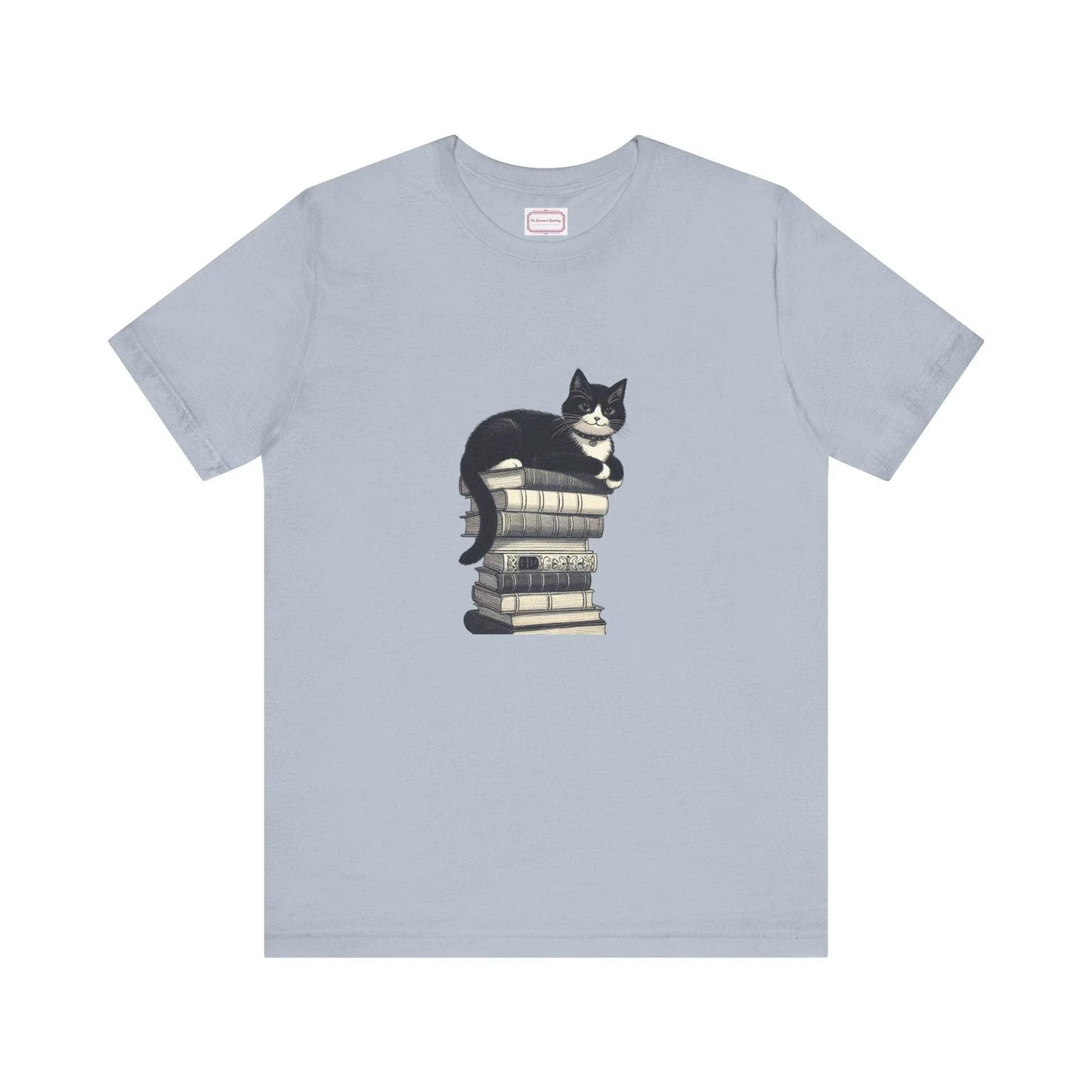 Unisex T-shirt - Vintage Cat Book Stack Booknerds - The Dreamer's Bookshop.