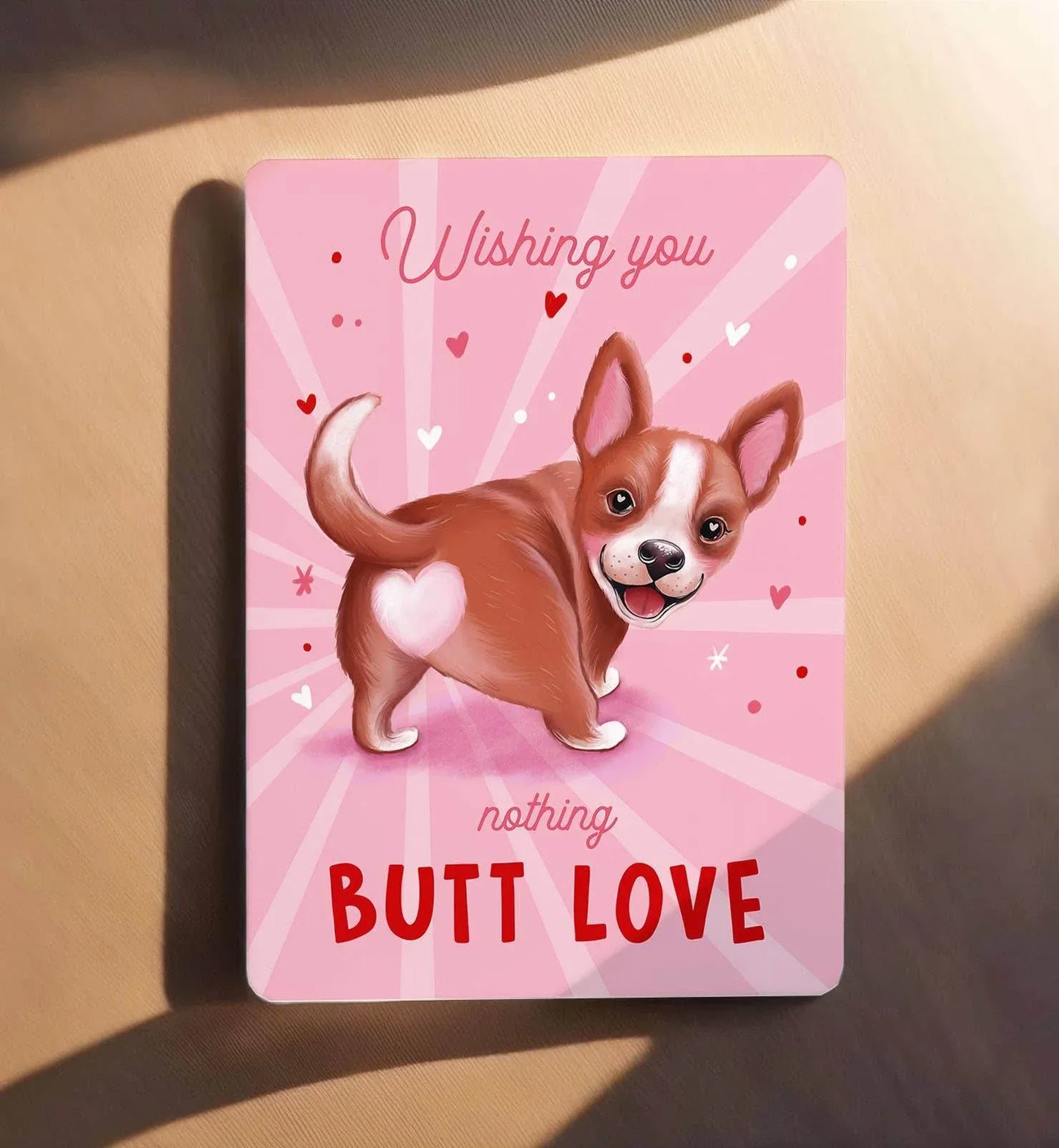 Aniet Illustration - Kaart liefde valentijn grappig hond butt love ansichtkaart - The Dreamer's Bookshop.