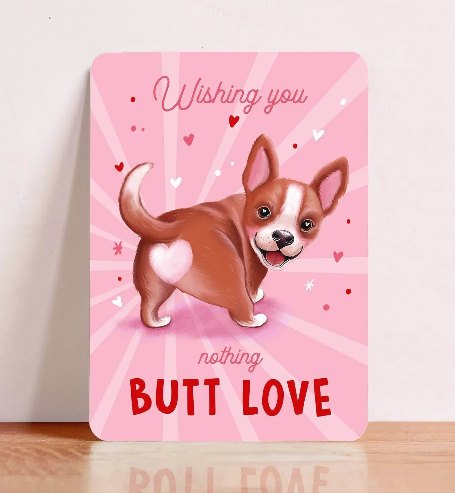 Aniet Illustration - Kaart liefde valentijn grappig hond butt love ansichtkaart - The Dreamer's Bookshop.