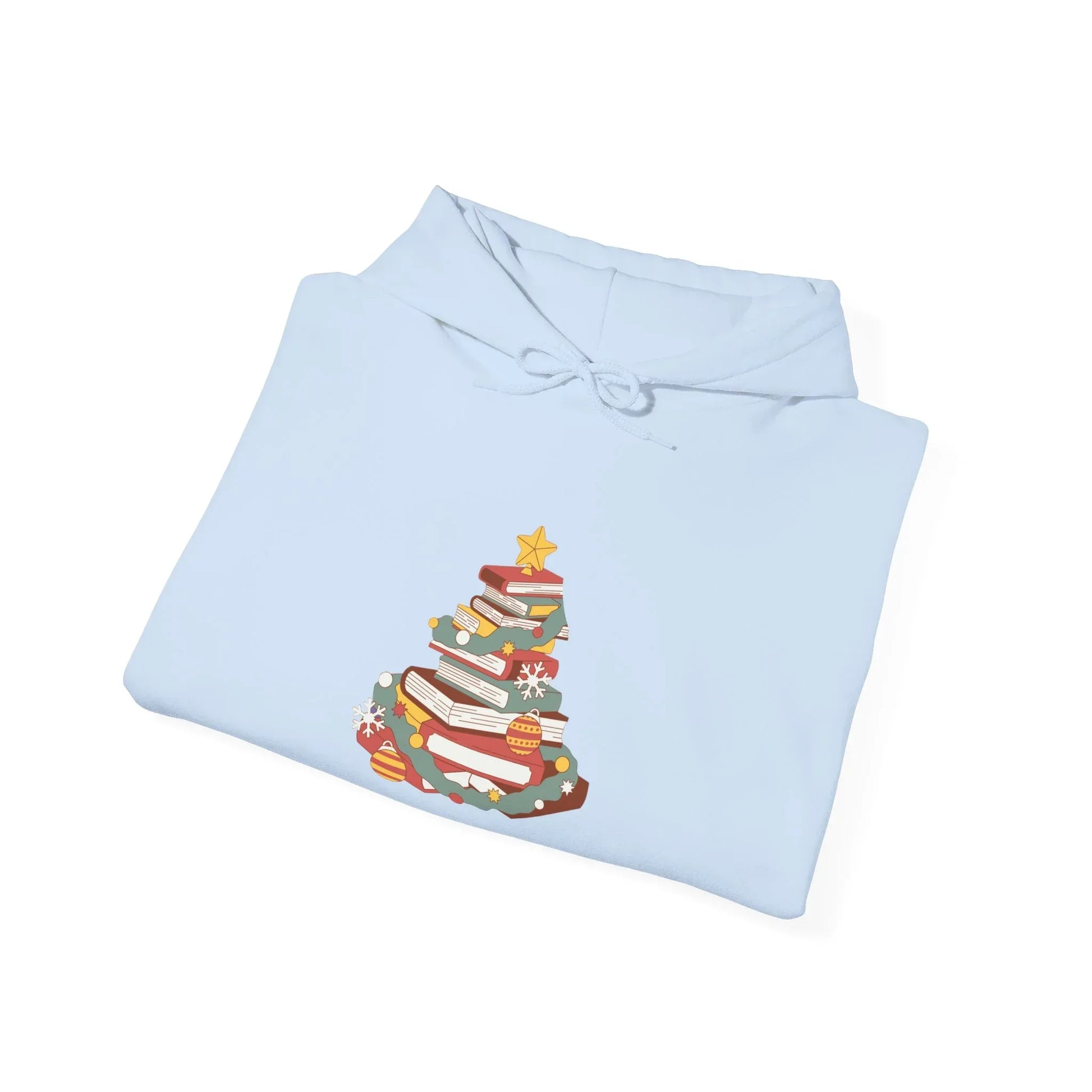 Christmas Book Tree Unisex Hooded Sweatshirt - Cozy Literary Apparel - The Dreamer's Bookshop.