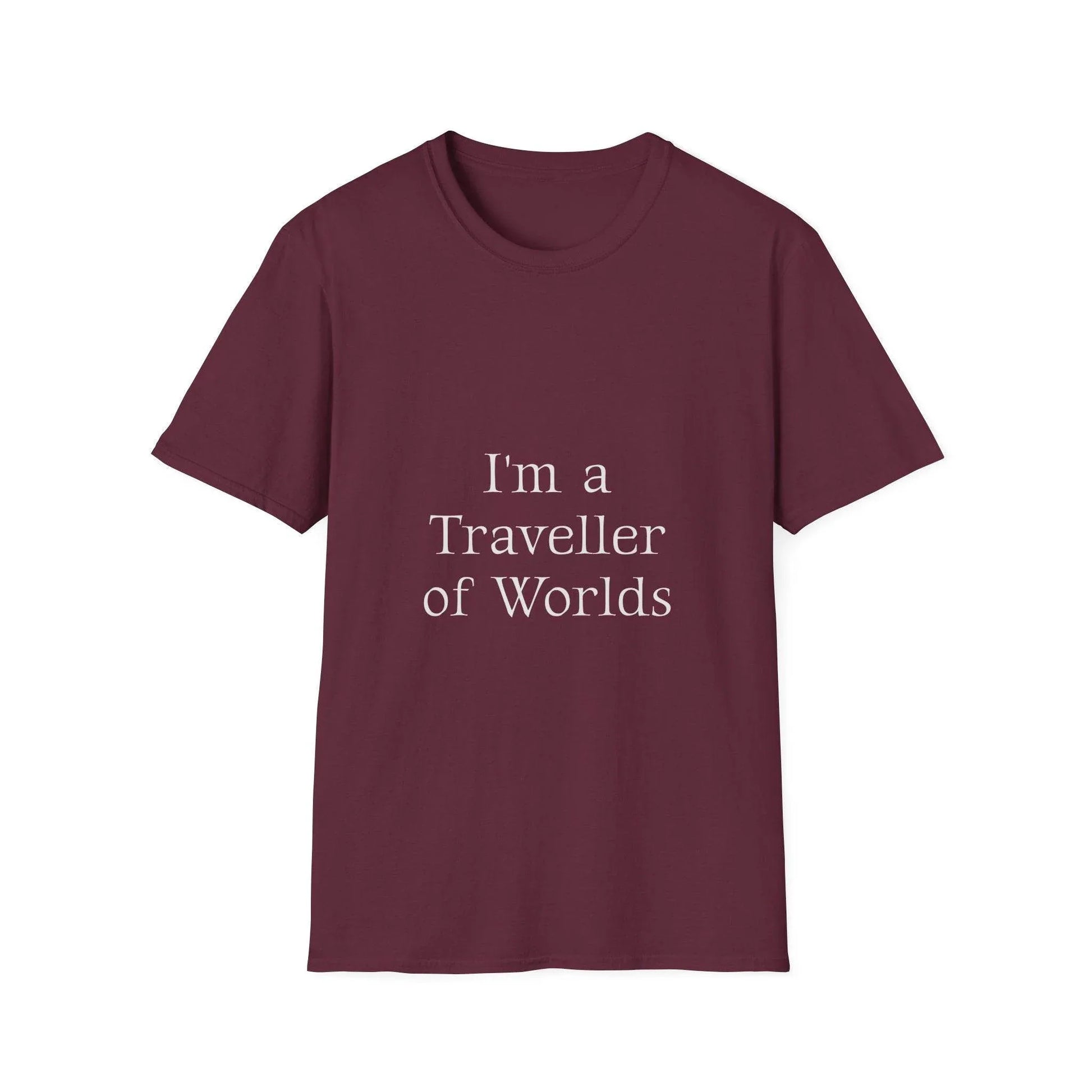 Unisex Softstyle T-Shirt - 'I'm a Traveller of Worlds' & 'Books Take Me Places Far & Beyond' - The Dreamer's Bookshop.