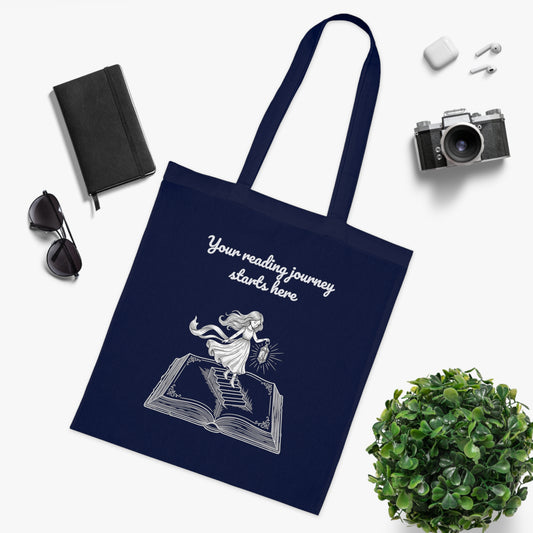 Whimsical Cotton Tote Bag - "Reading Journey" by The Dreamer's Bookshop