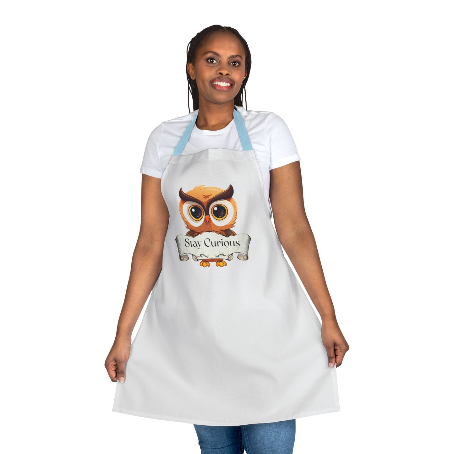 Fun Book Lover Apron with 5-Color Straps | "Stay Curious"