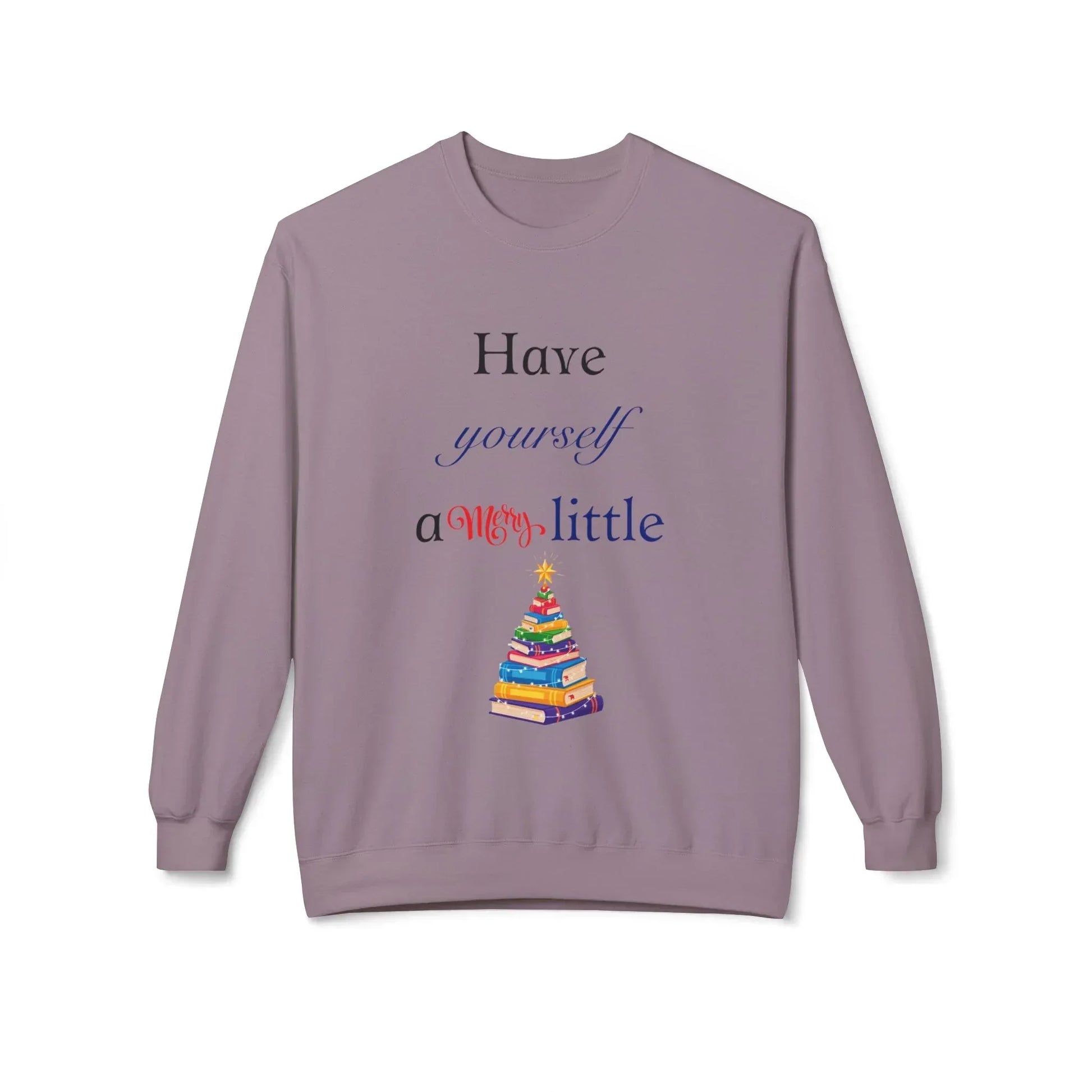 A Merry Little Bookmas - Fleece Crewneck Sweatshirt - Unisex Midweight - The Dreamer's Bookshop.