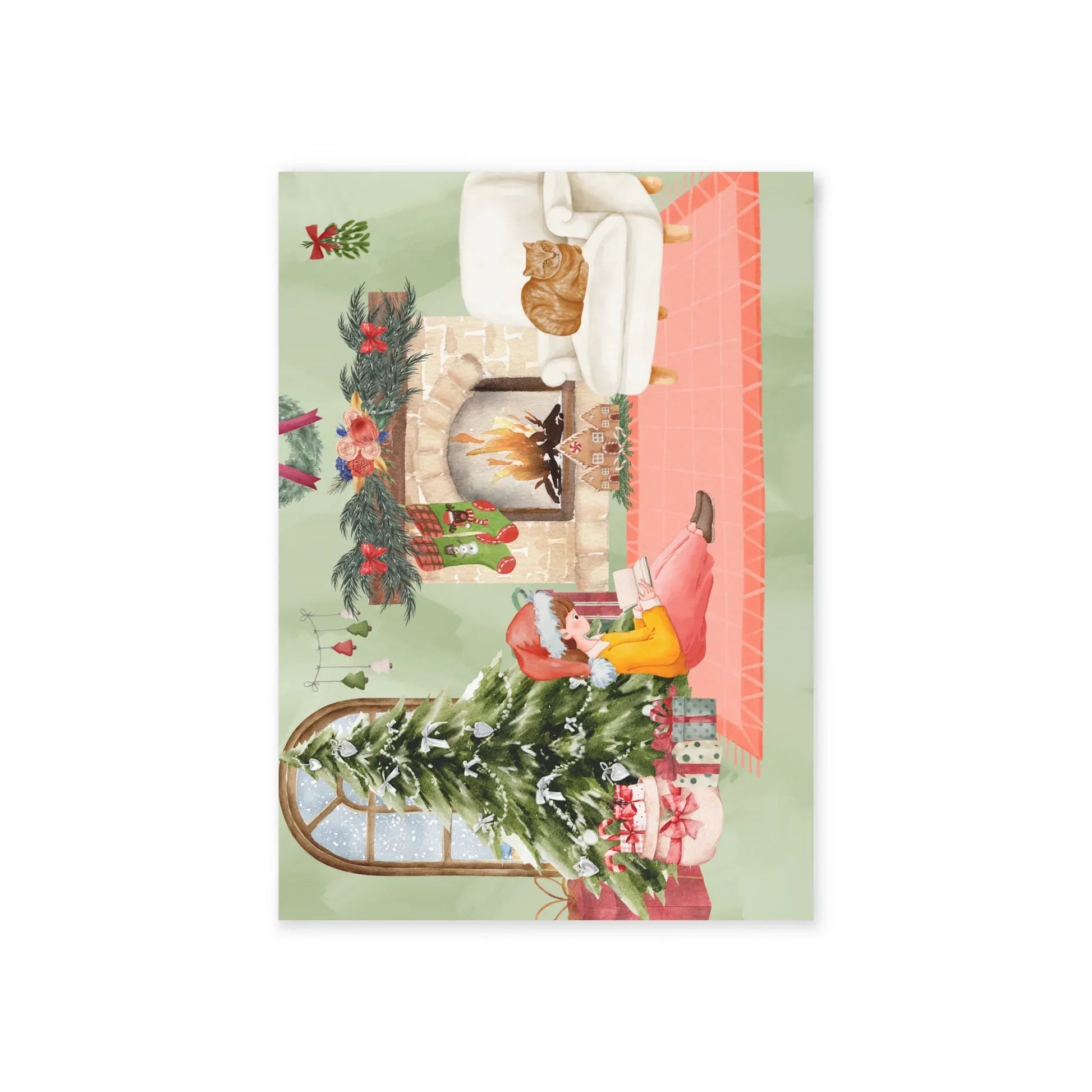 The Dreamer's Bookshop "Reading Girl" Christmas Card - The Dreamer's Bookshop.