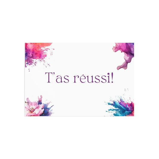 Watercolor Art Exclamation Card "T'as réussi" Joyful Print - The Dreamer's Bookshop.