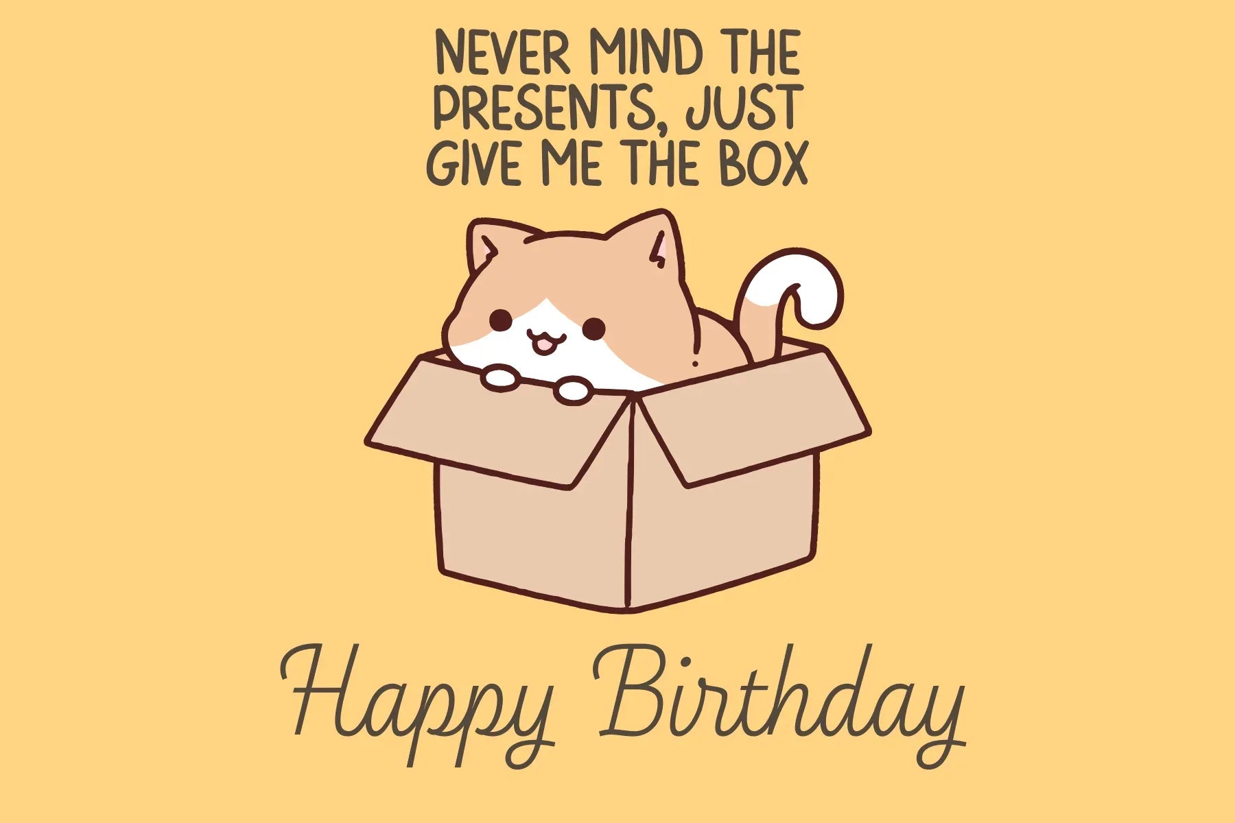 The Dreamer's Bookshop "The Box Cat" Happy Birthday Card - The Dreamer's Bookshop.